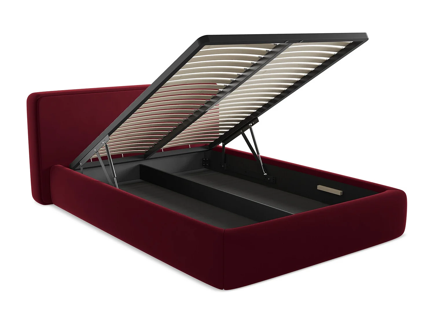 Lit coffre en velours 140 x 200 - bourgogne - KIANA