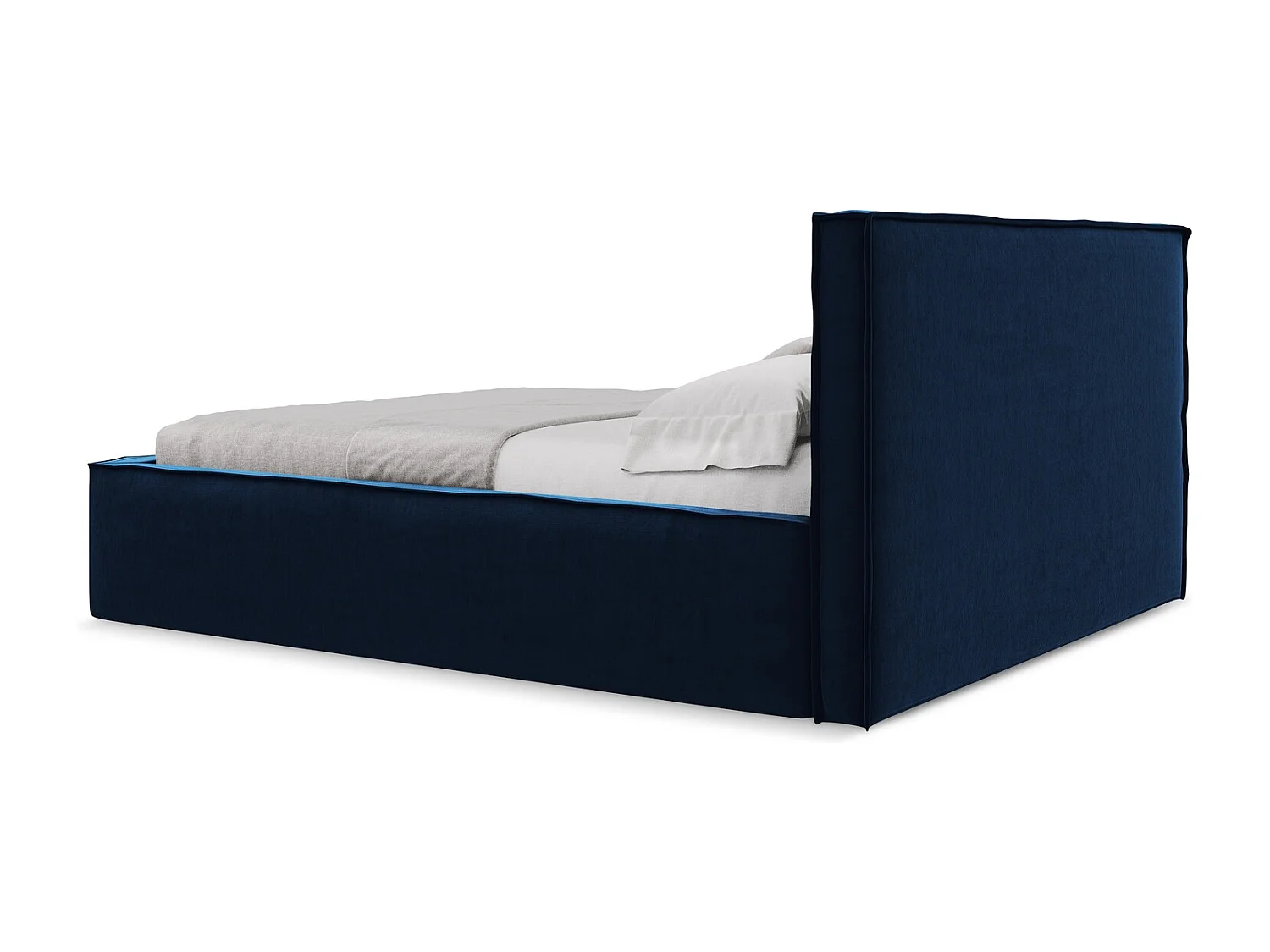 Lit coffre en velours 140 x 200 - bleu royal - ANANI