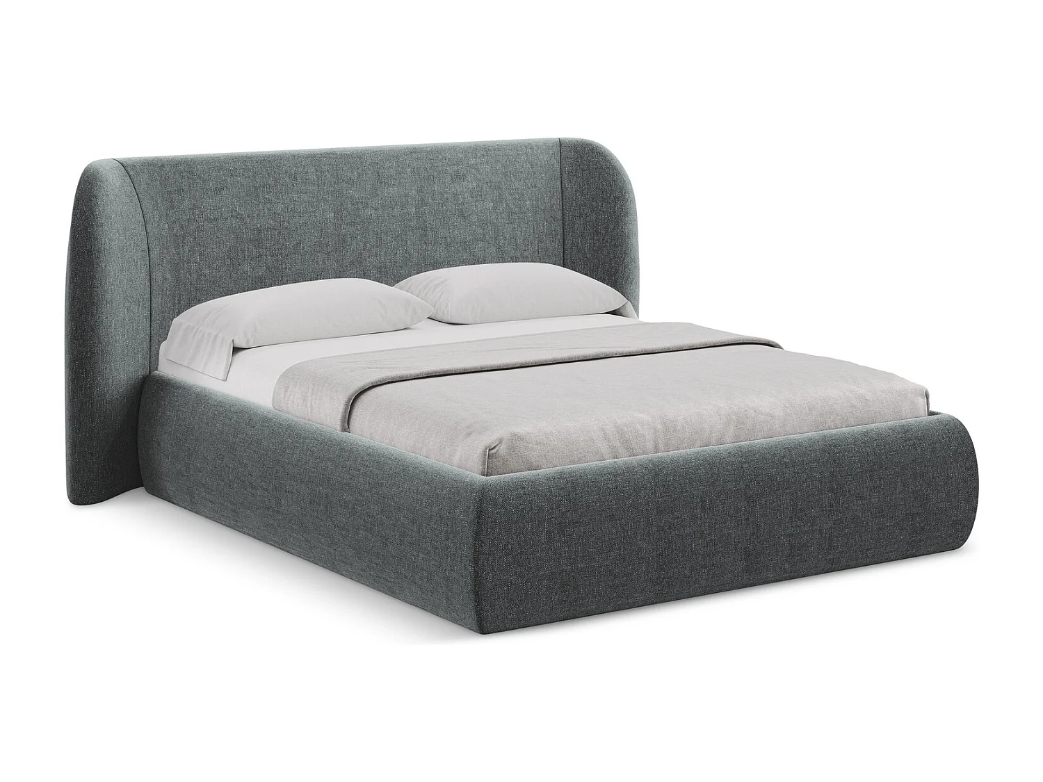 Bed met opbergruimte 190 x 215 - chenille stof - grafiet - HAUKE