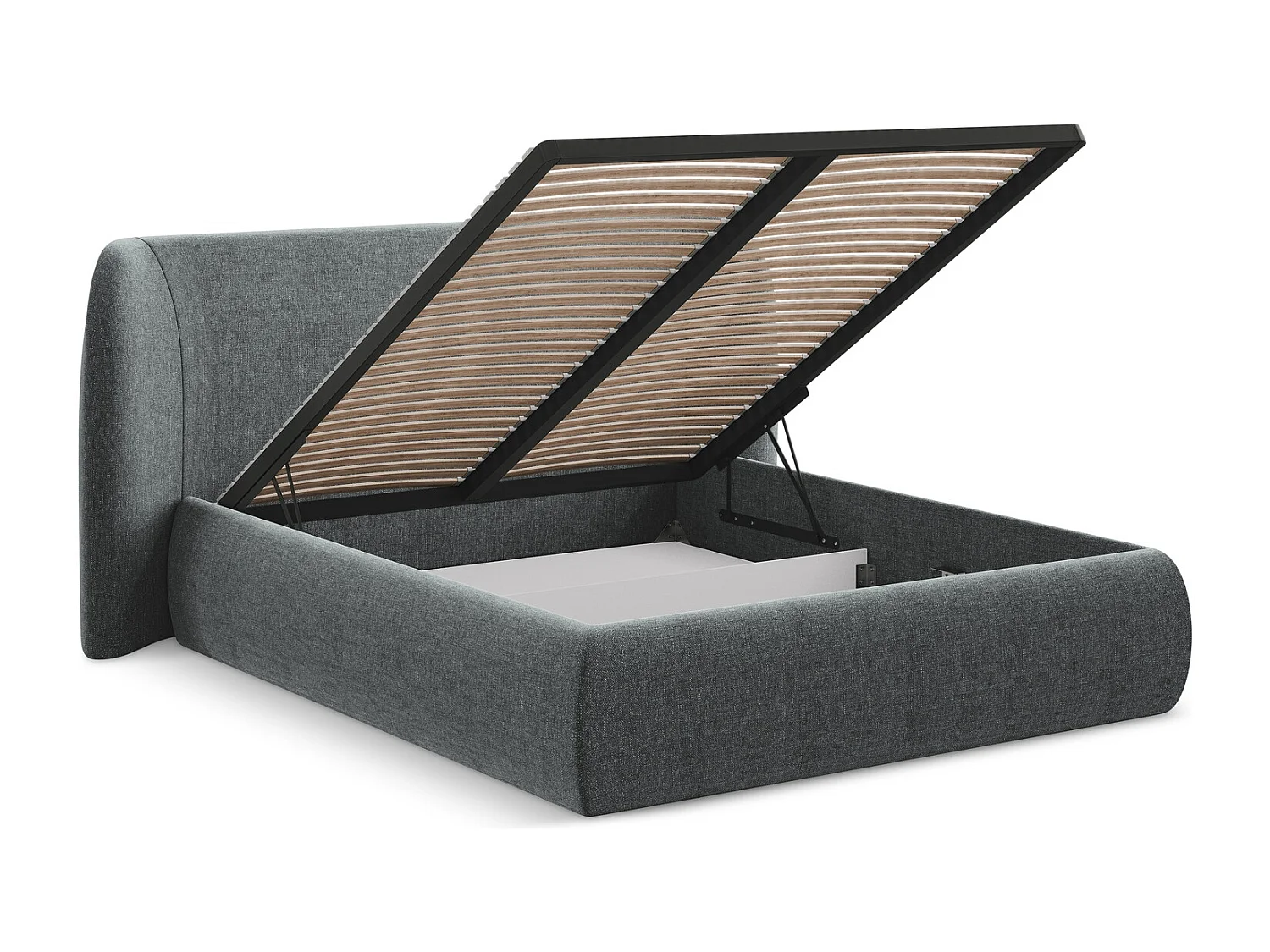 Bed met opbergruimte 190 x 215 - chenille stof - grafiet - HAUKE