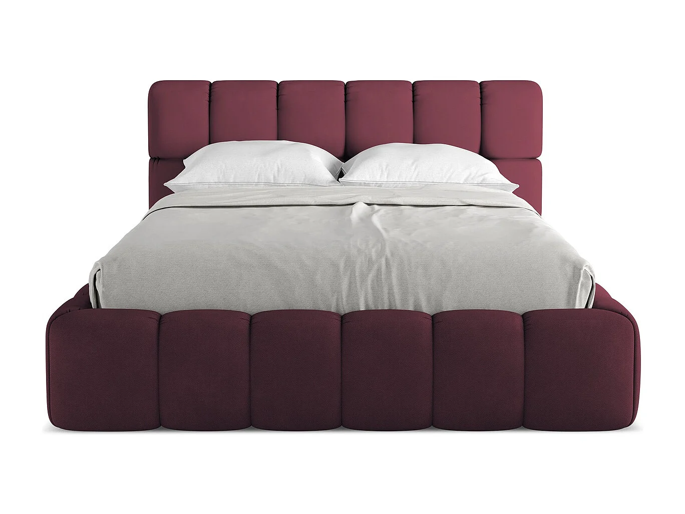 Lit coffre en tissu chenille 140 x 200 - bordeaux - NALU