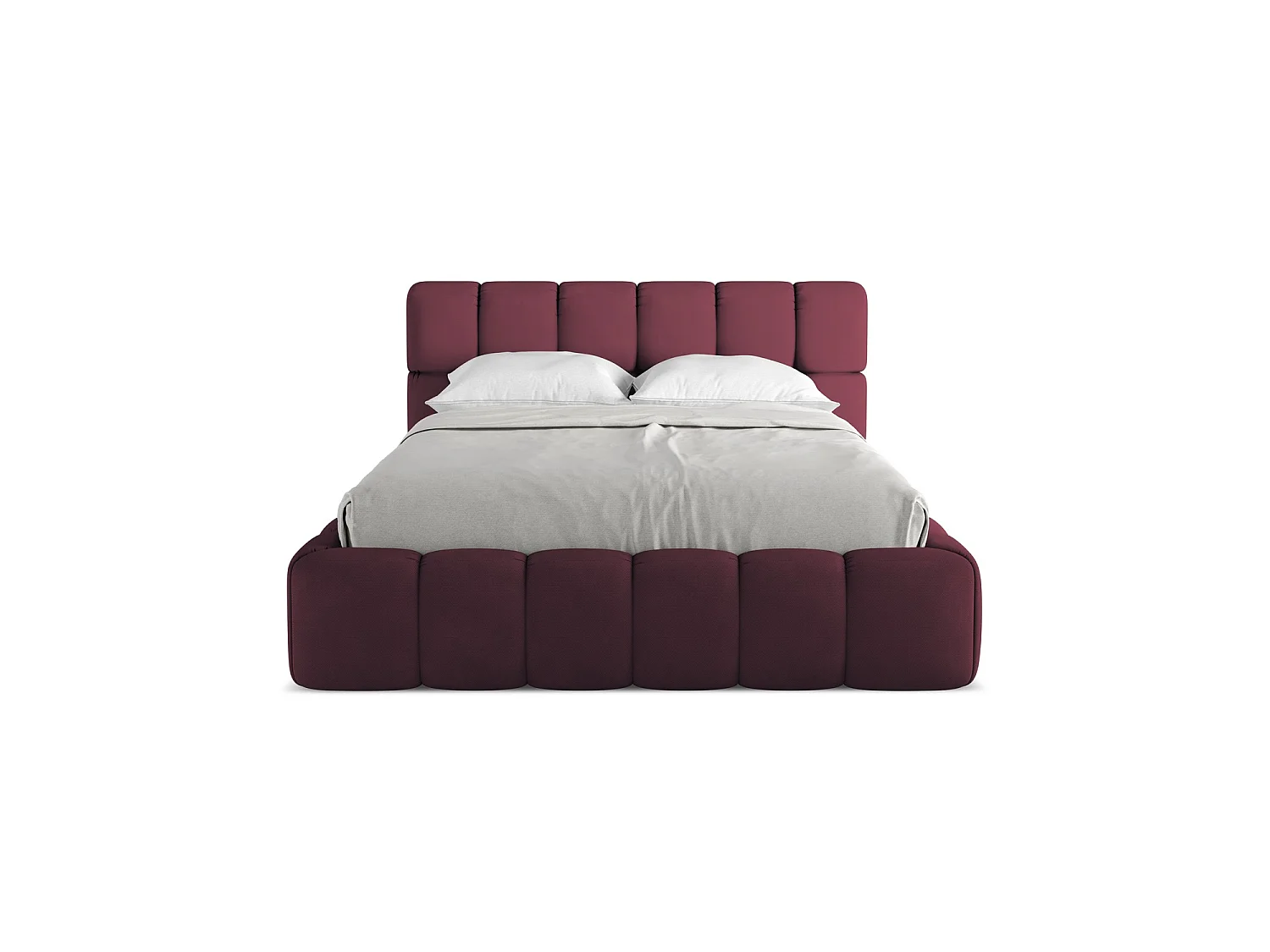 Lit coffre en tissu chenille 160 x 228 - bordeaux - ROMA