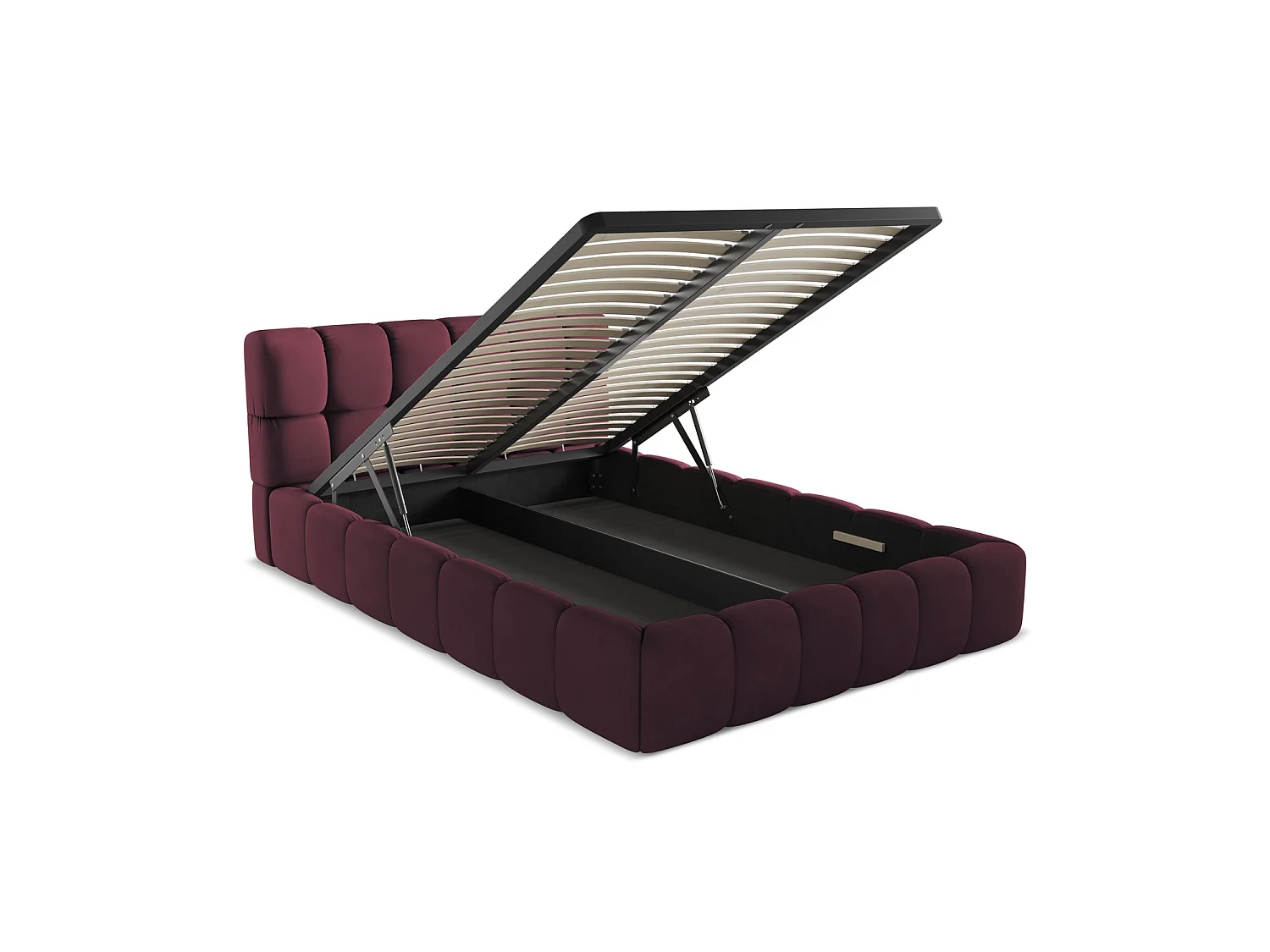 Lit coffre en tissu chenille 160 x 228 - bordeaux - ROMA
