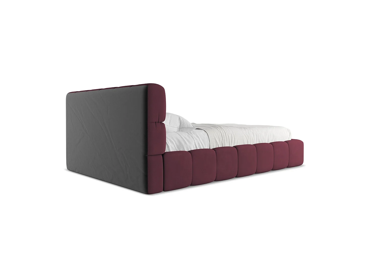 Lit coffre en tissu chenille 160 x 228 - bordeaux - ROMA