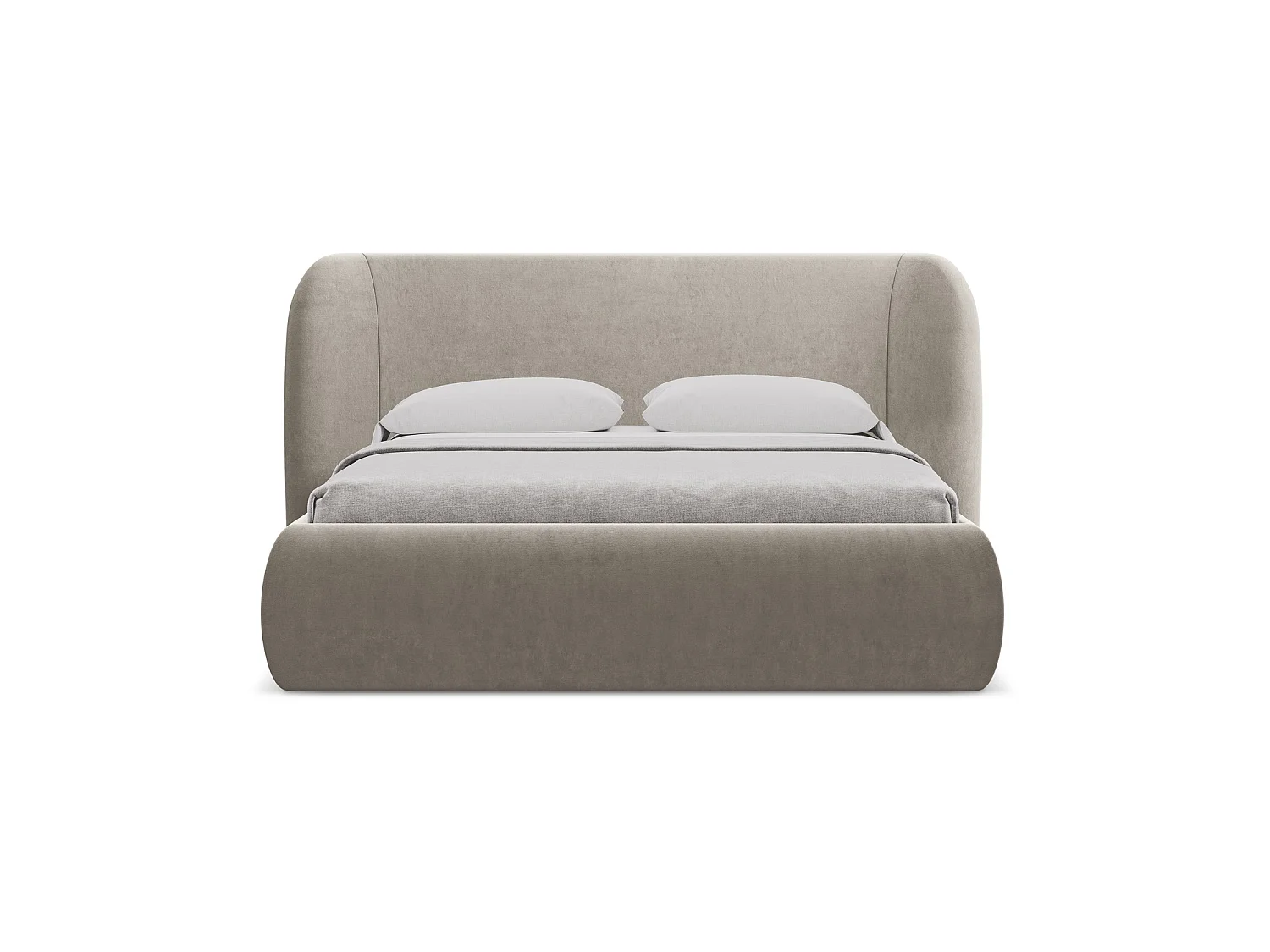 Lit coffre en velours 210 x 215 - taupe - TRIESTE