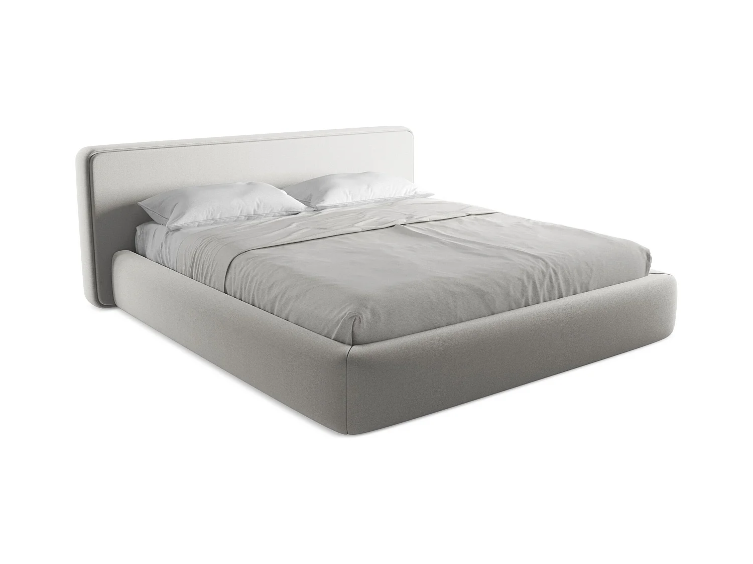 Bed met opbergruimte 220 x 225 - bouclé - zilver - KIANA