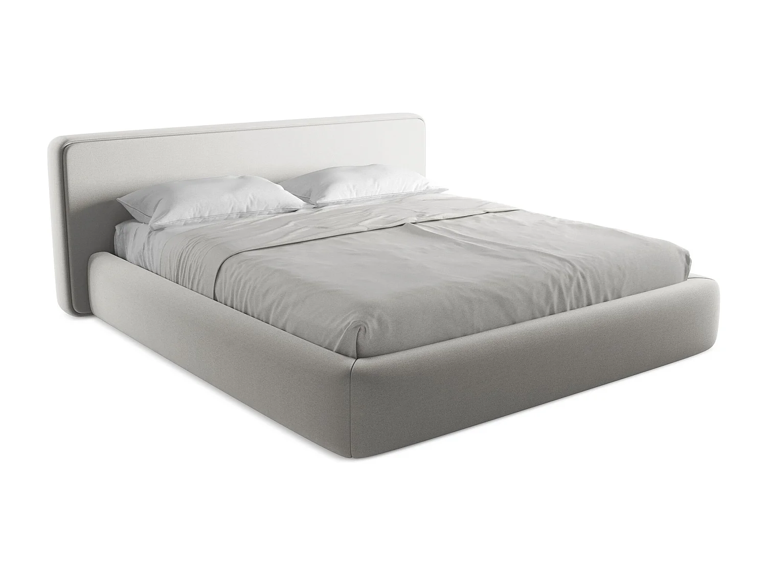 Cama com espaço de arrumação 180x200 cm em tecido bouclé - prata - KIANA