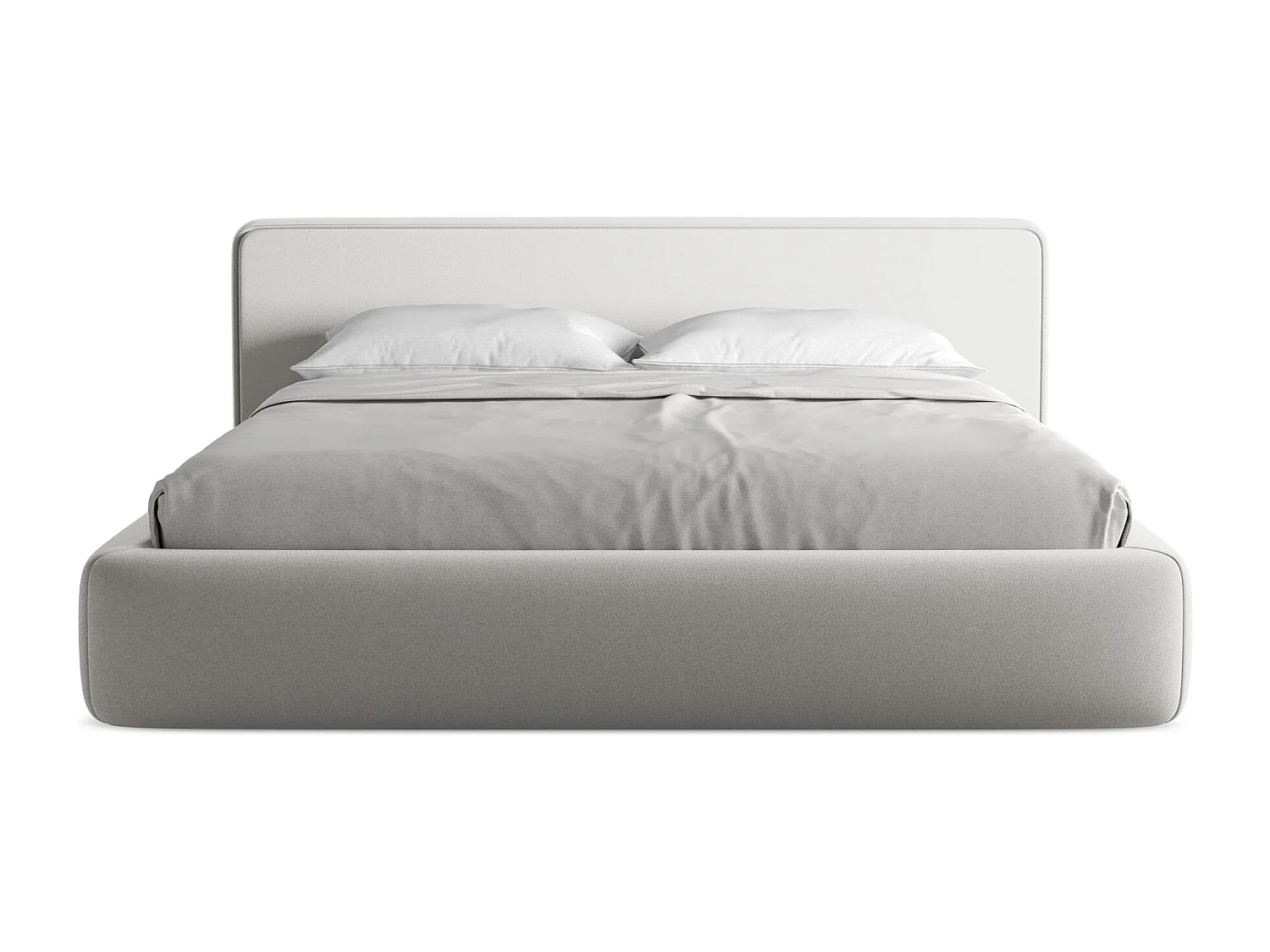 Cama com espaço de arrumação 180x200 cm em tecido bouclé - prata - KIANA