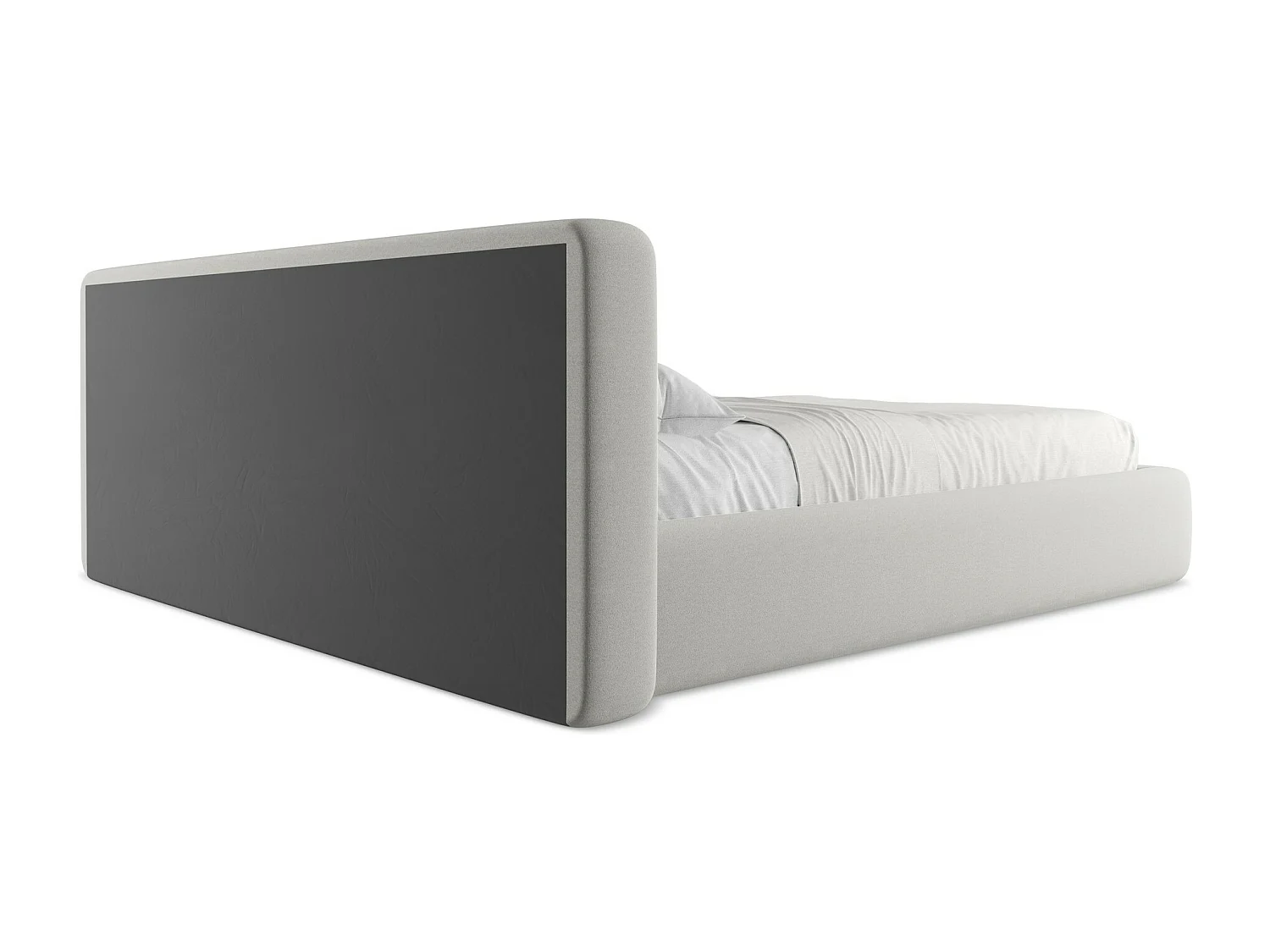 Cama com espaço de arrumação 180x200 cm em tecido bouclé - prata - KIANA