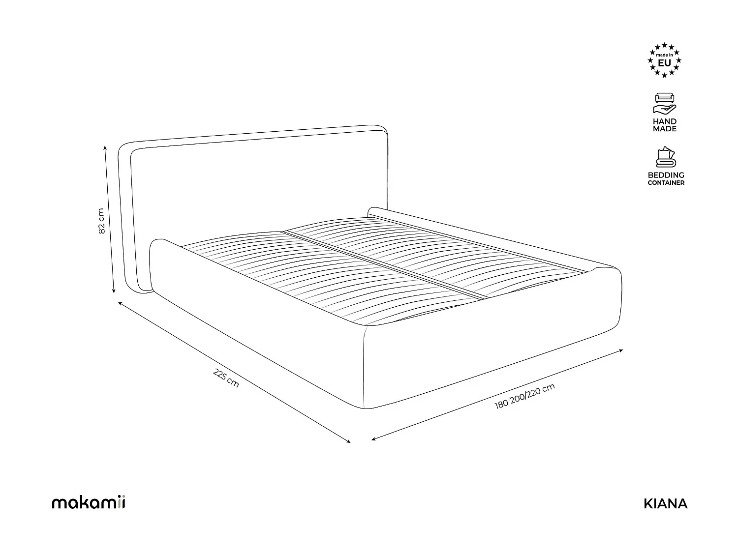 Cama com espaço de arrumação 180x200 cm em tecido bouclé - prata - KIANA