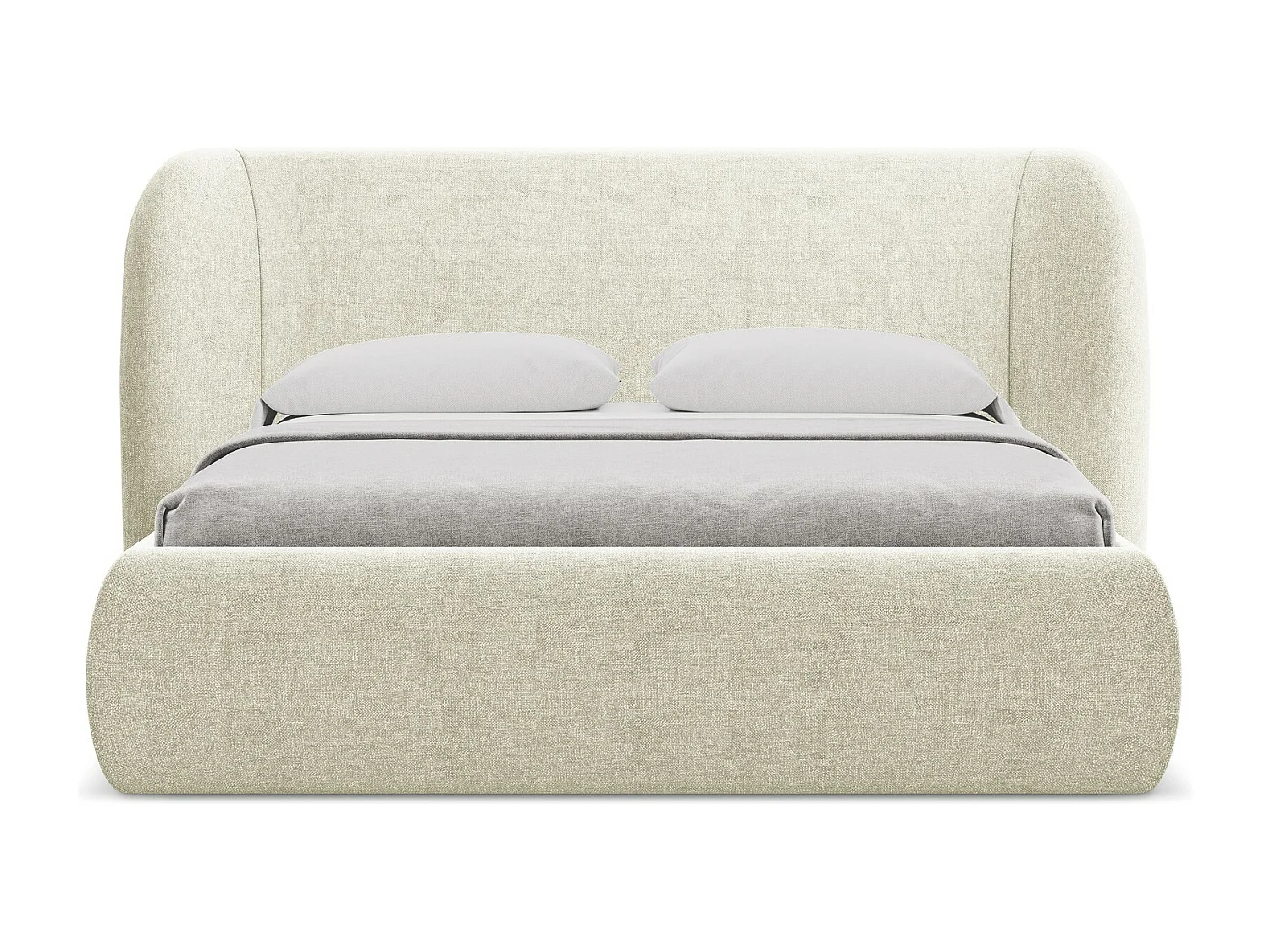 Lit coffre en tissu chenille 180 x 200 - beige - HAUKE