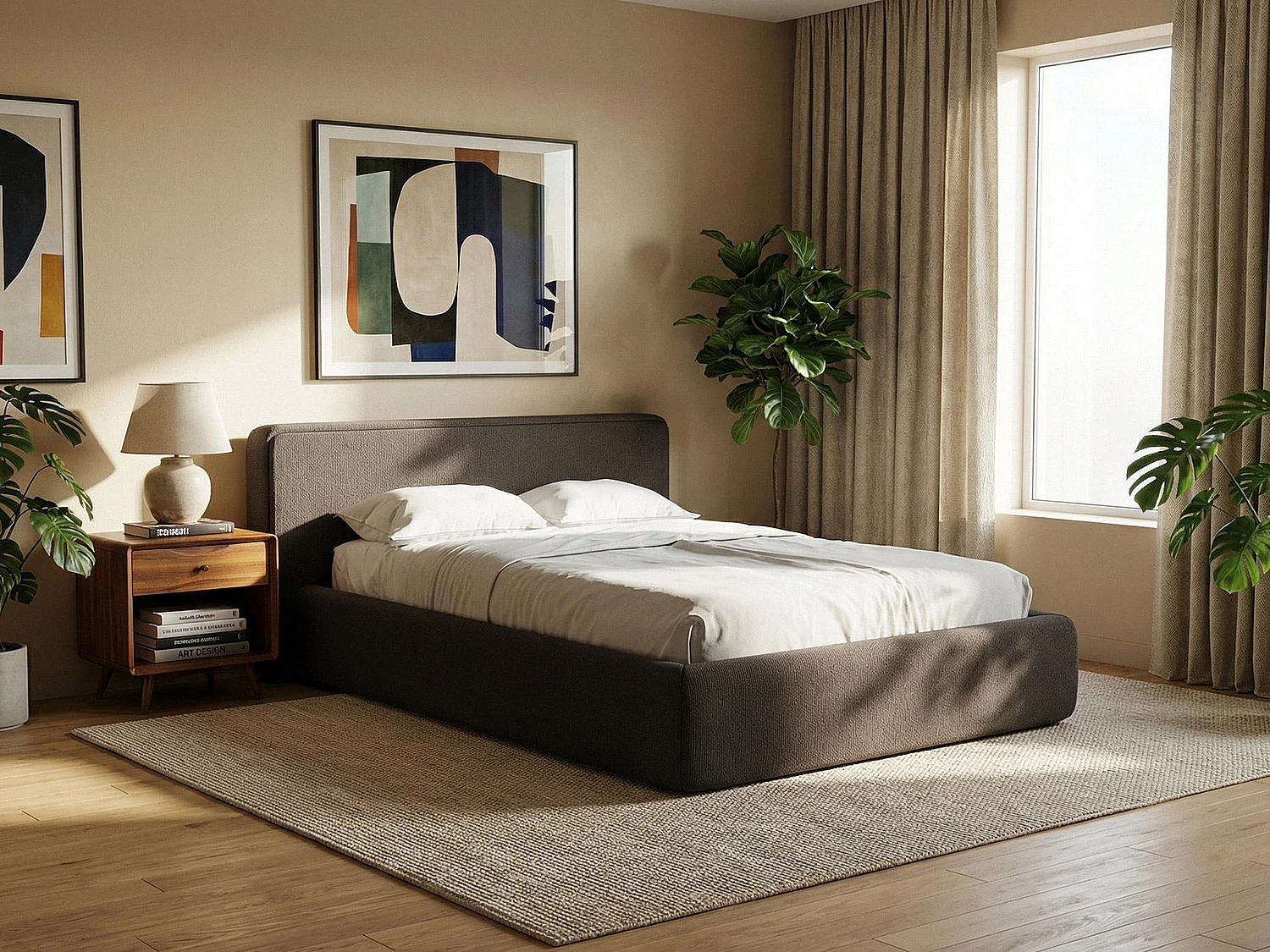 Lit coffre en velours 180 x 225 - lavande - FIRENZE