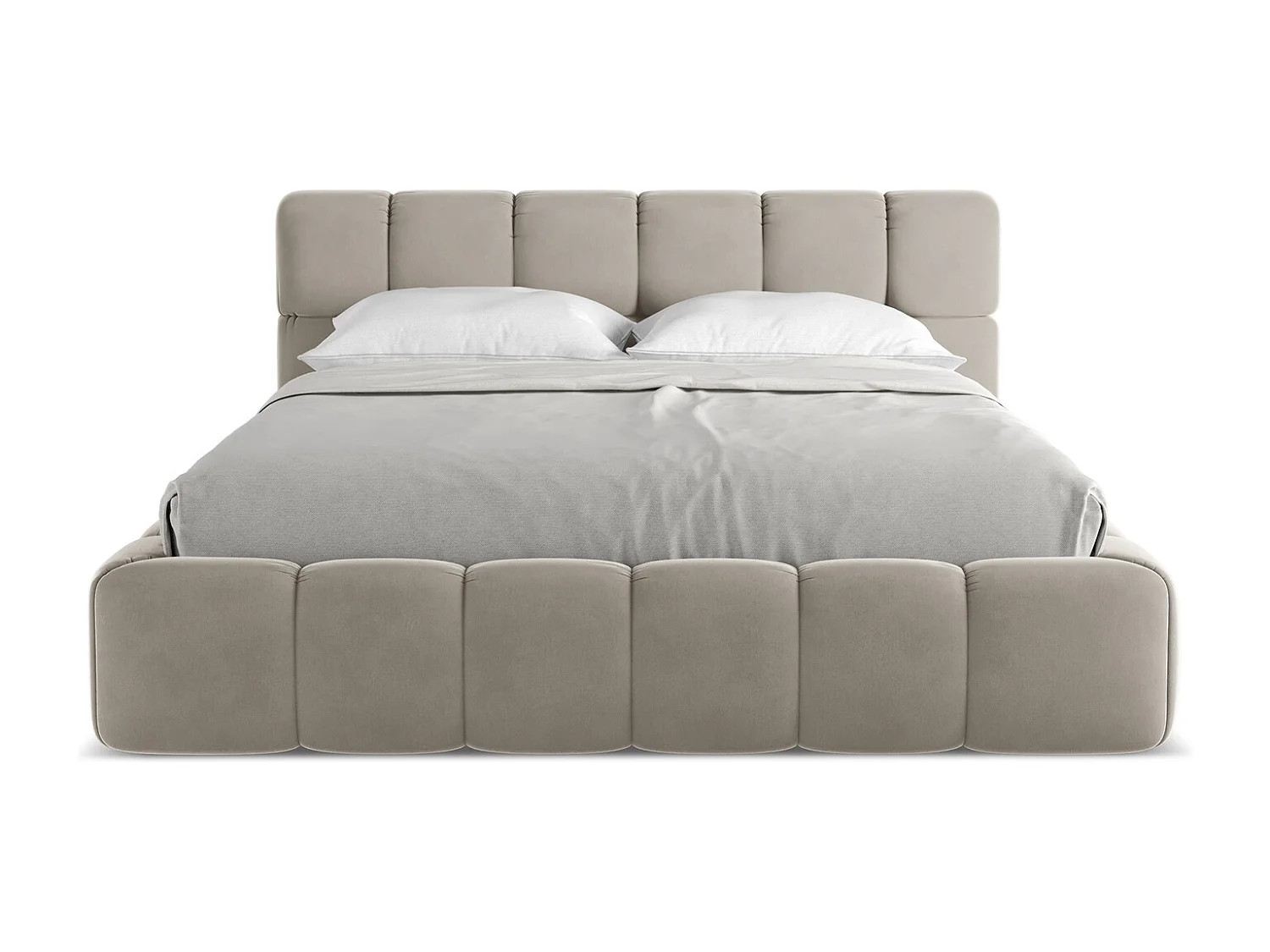 Lit coffre en velours 160 x 200 - taupe - NALU