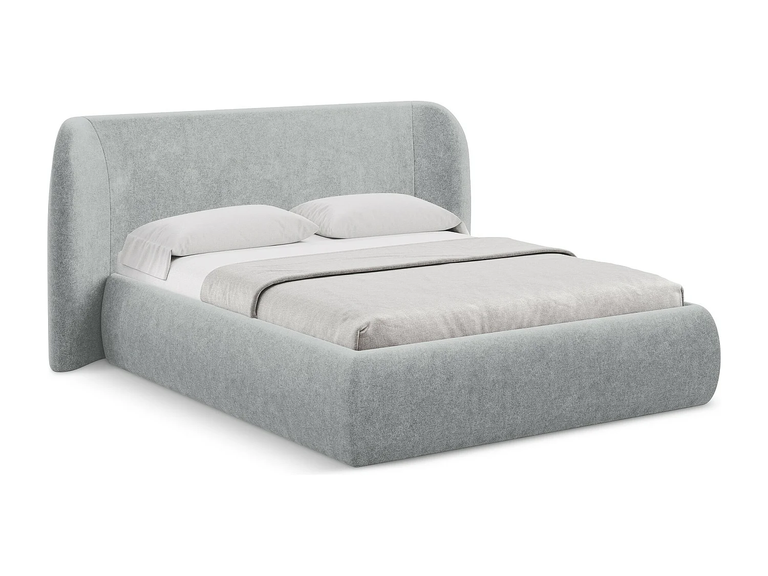 Lit coffre en tissu bouclette 140 x 200 - argent - HAUKE