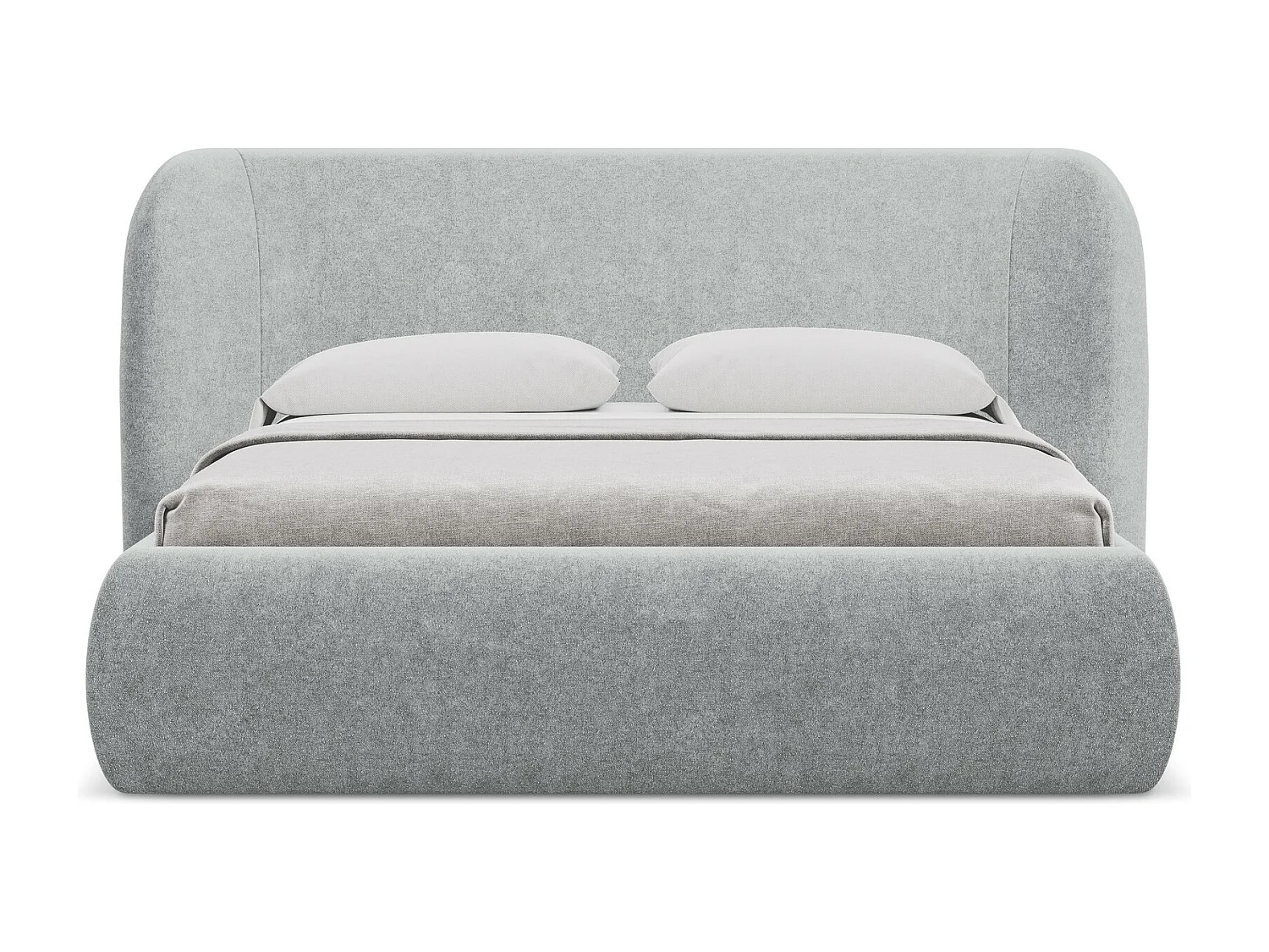 Lit coffre en tissu bouclette 140 x 200 - argent - HAUKE