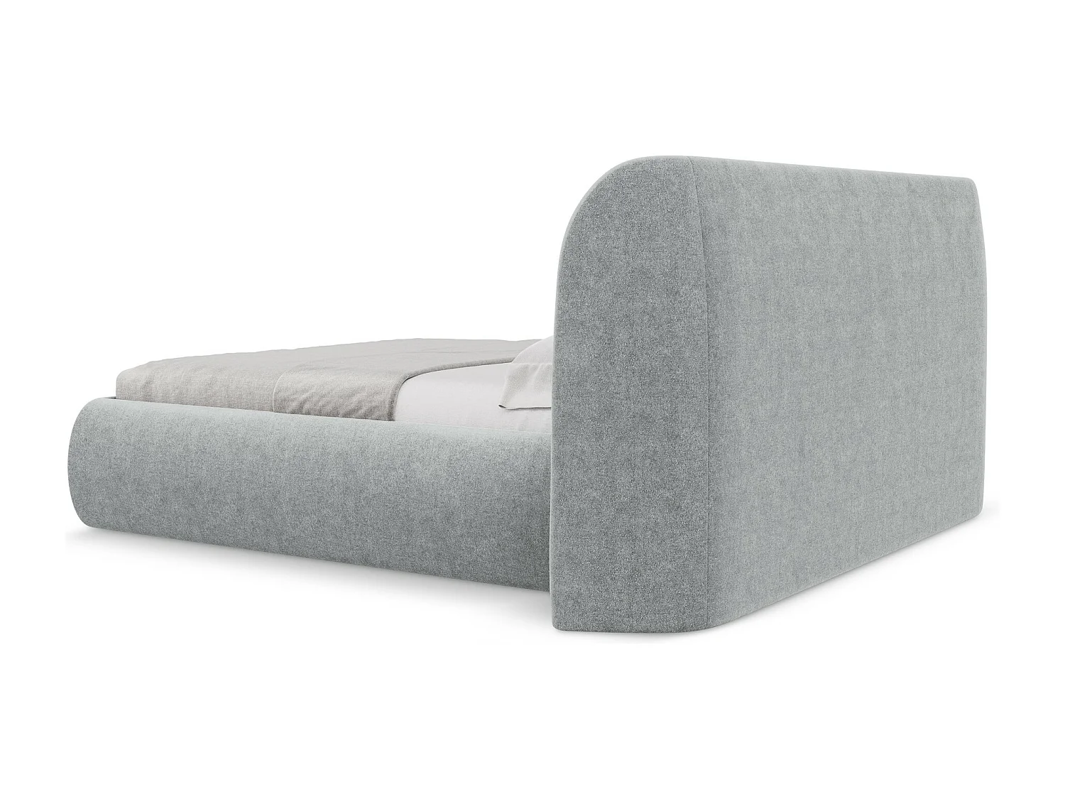 Lit coffre en tissu bouclette 140 x 200 - argent - HAUKE