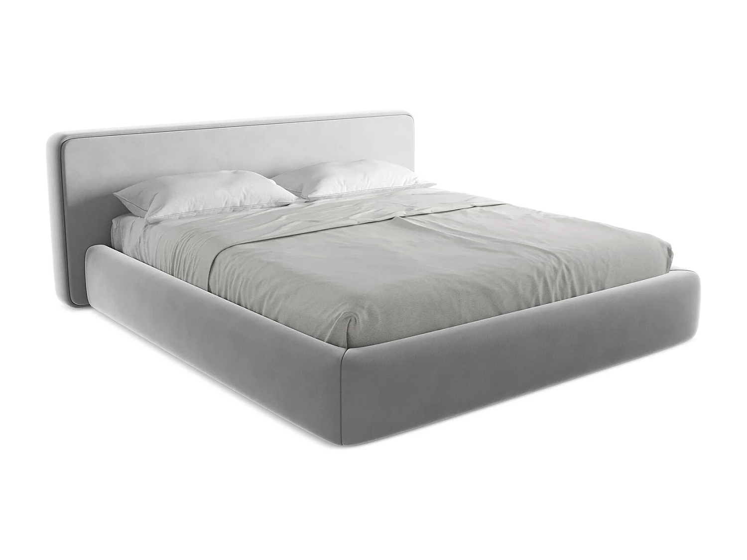Bed met opbergruimte 220 x 225 - velours - grijs - KIANA