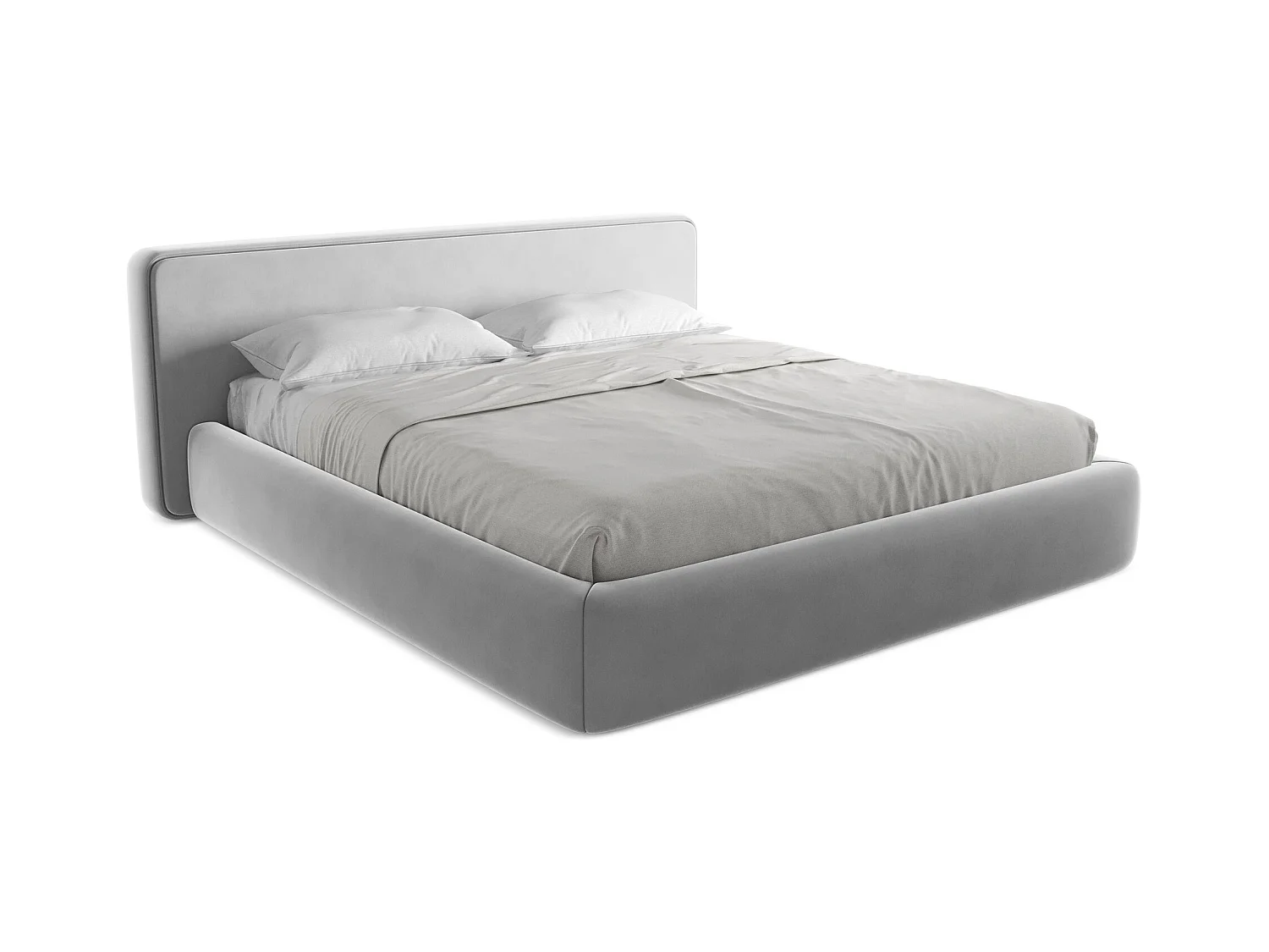 Bed met opbergruimte 220 x 225 - velours - grijs - KIANA