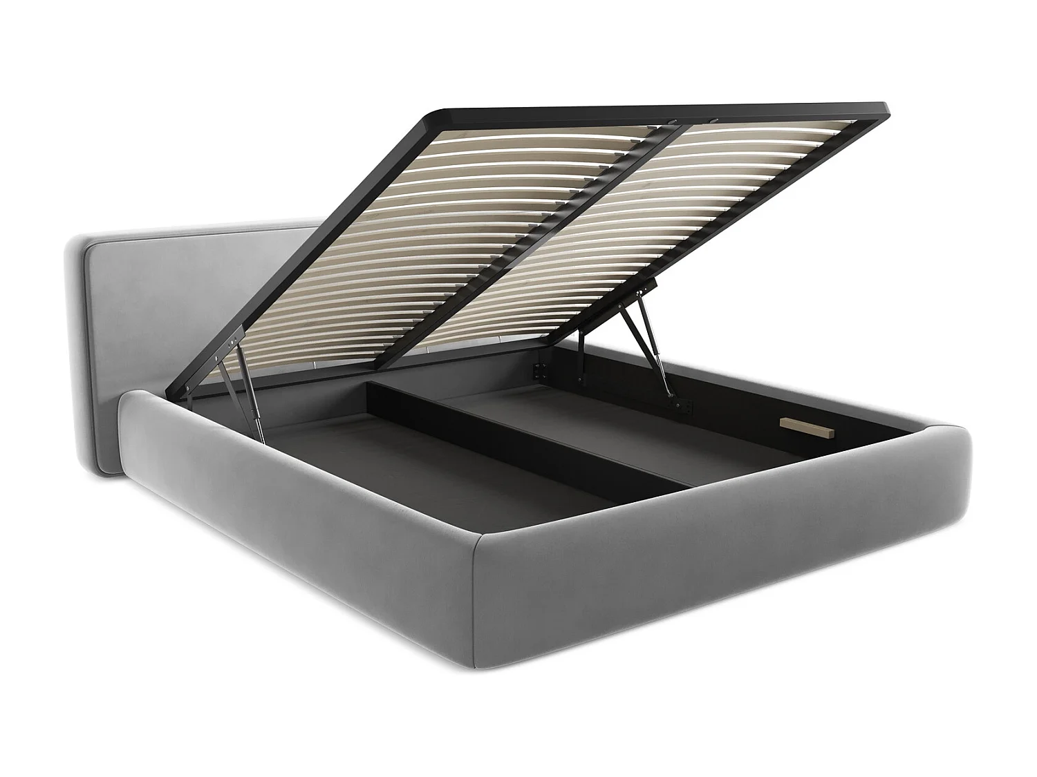 Bed met opbergruimte 220 x 225 - velours - grijs - KIANA