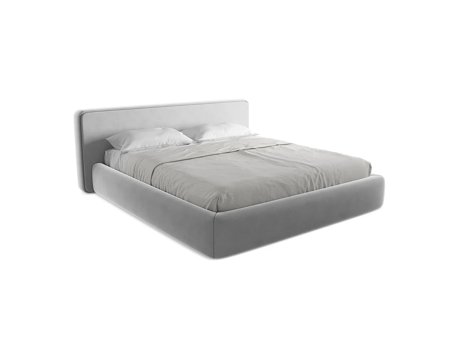Lit coffre en velours 220 x 225 - gris - FIRENZE