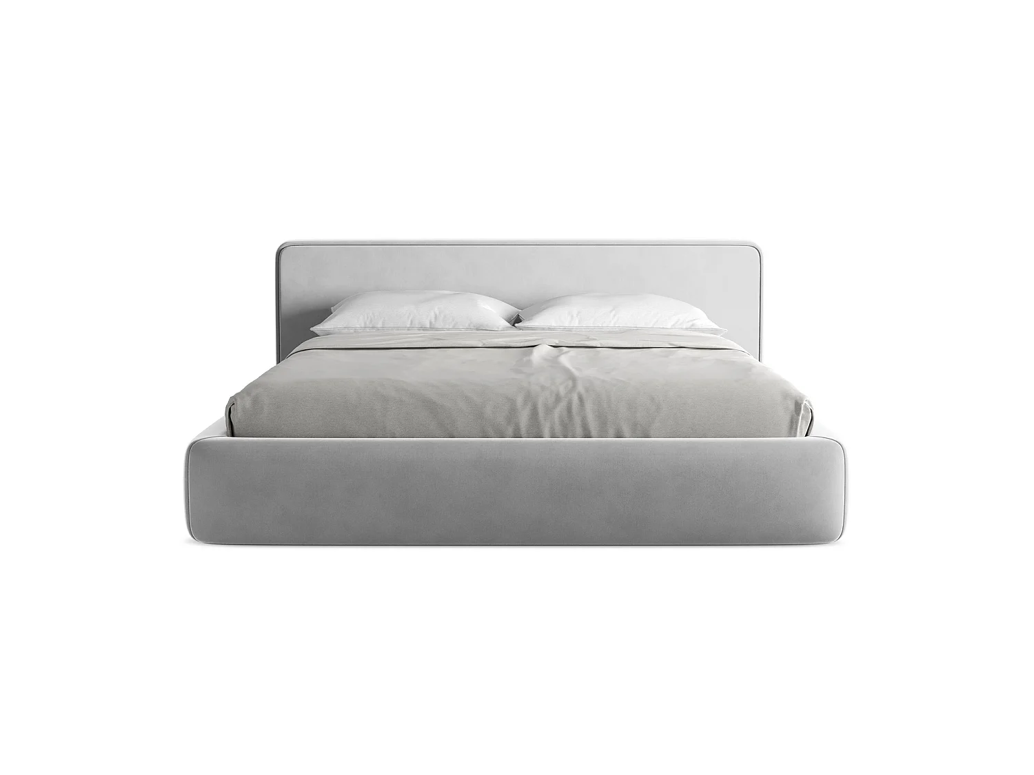 Lit coffre en velours 220 x 225 - gris - FIRENZE