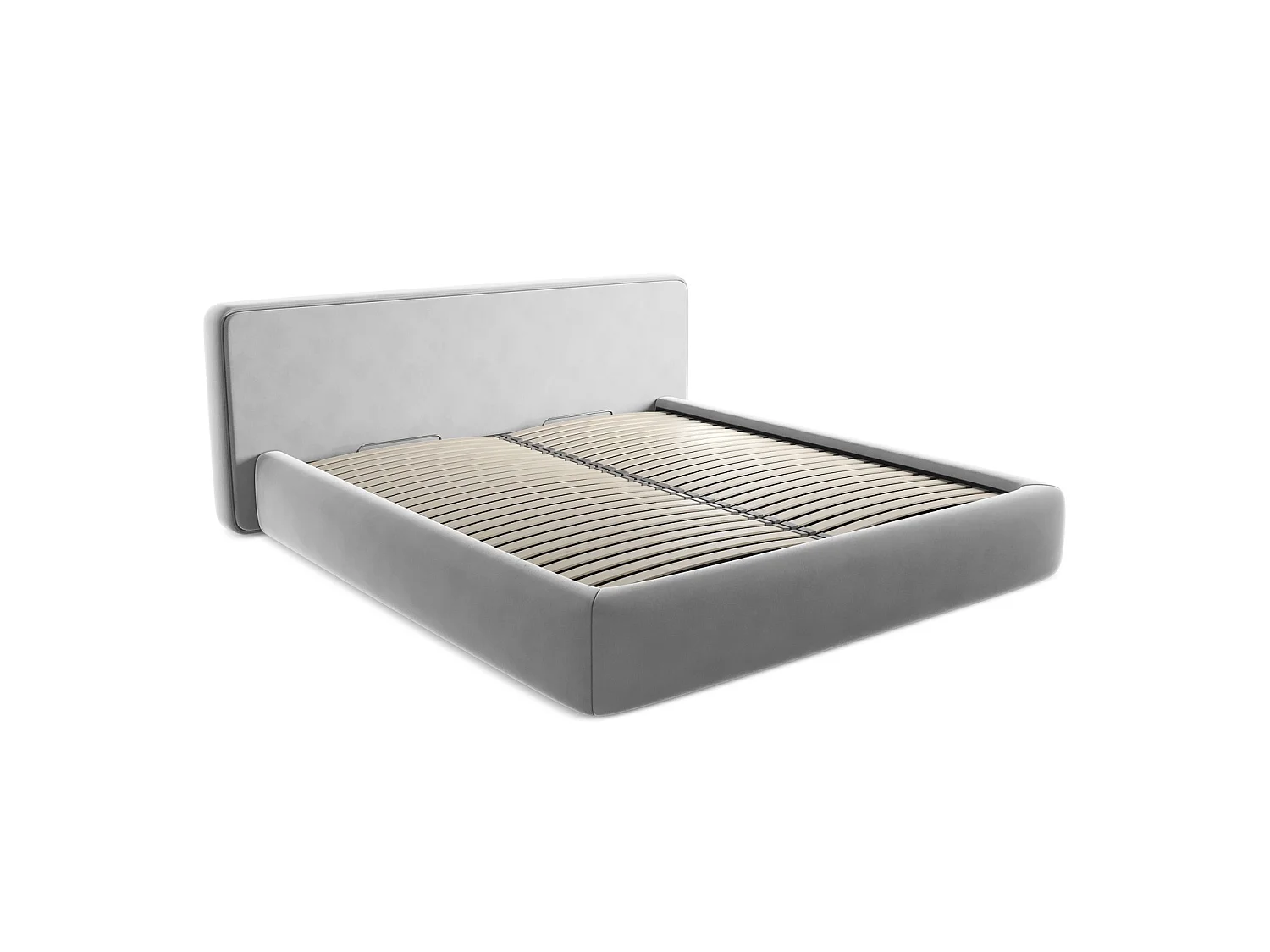 Lit coffre en velours 220 x 225 - gris - FIRENZE