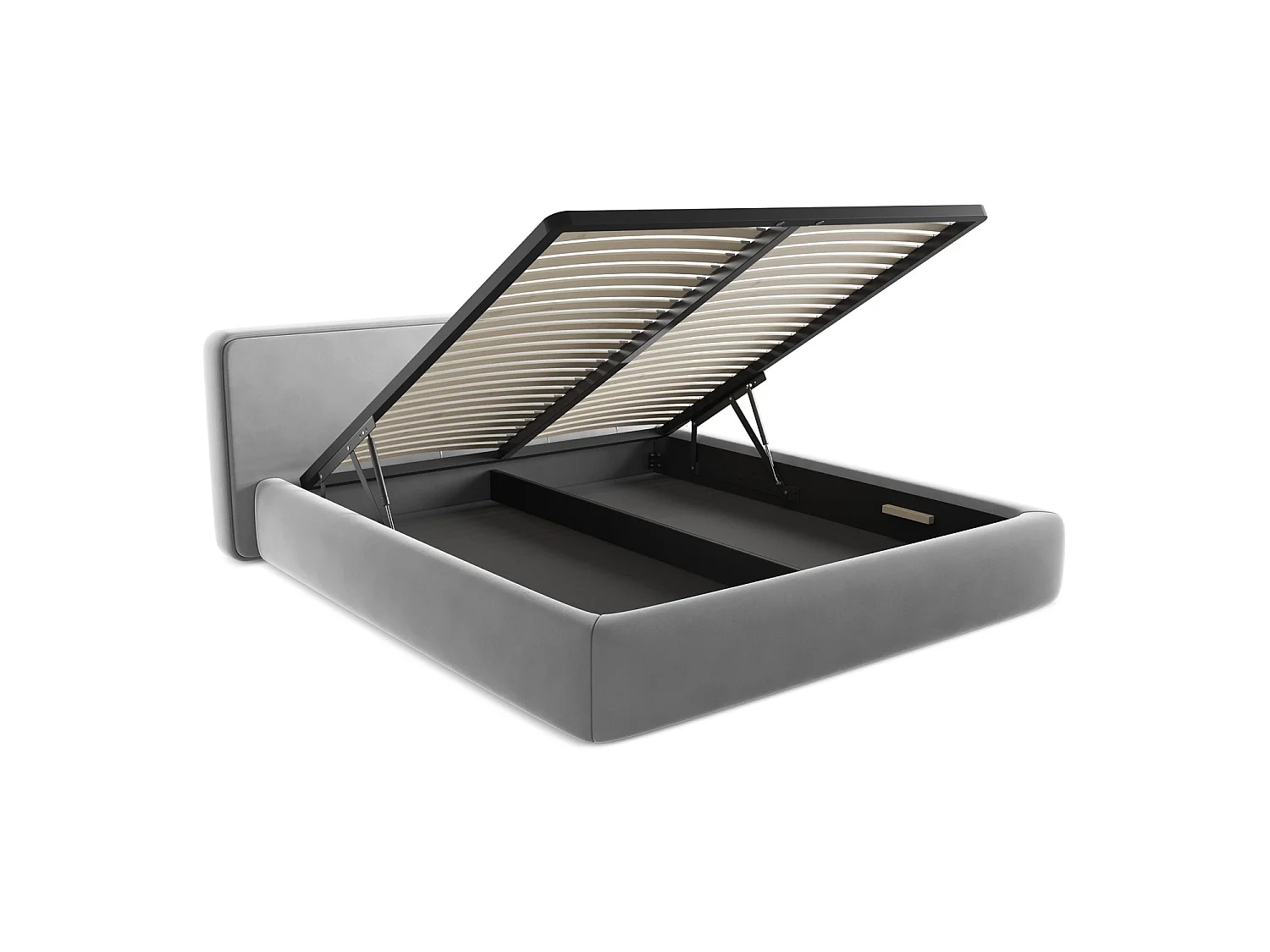 Lit coffre en velours 220 x 225 - gris - FIRENZE