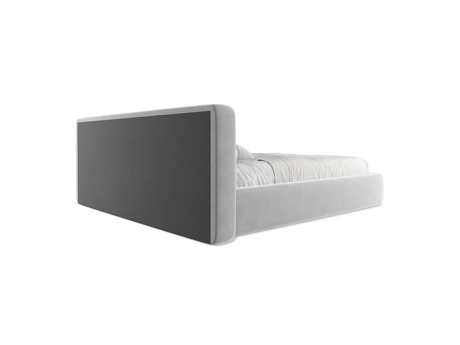 Lit coffre en velours 220 x 225 - gris - FIRENZE