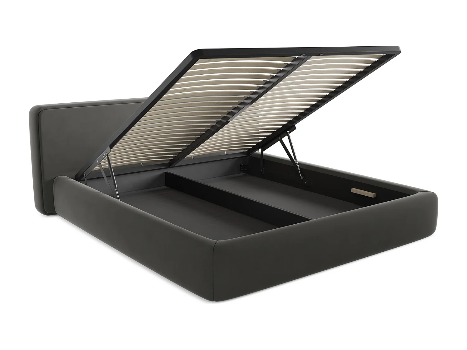 Bed met opbergruimte 220 x 225 - velours - staal - KIANA