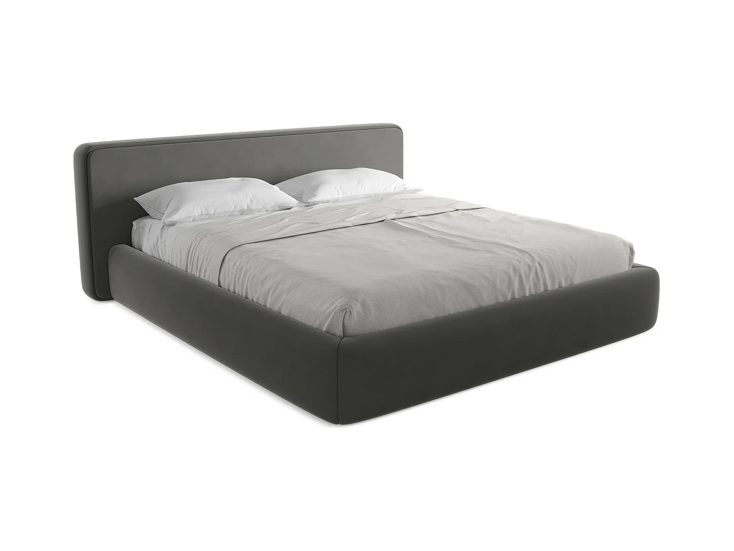 Bed met opbergruimte 220 x 225 - velours - staal - KIANA
