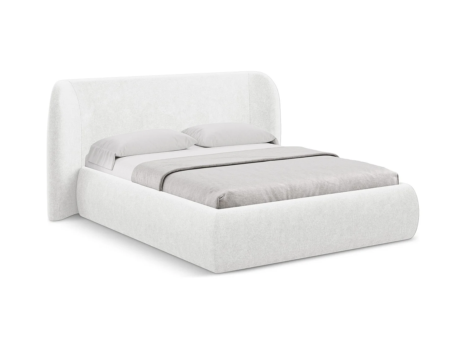 Lit coffre en tissu bouclette 160 x 200 - blanc - HAUKE