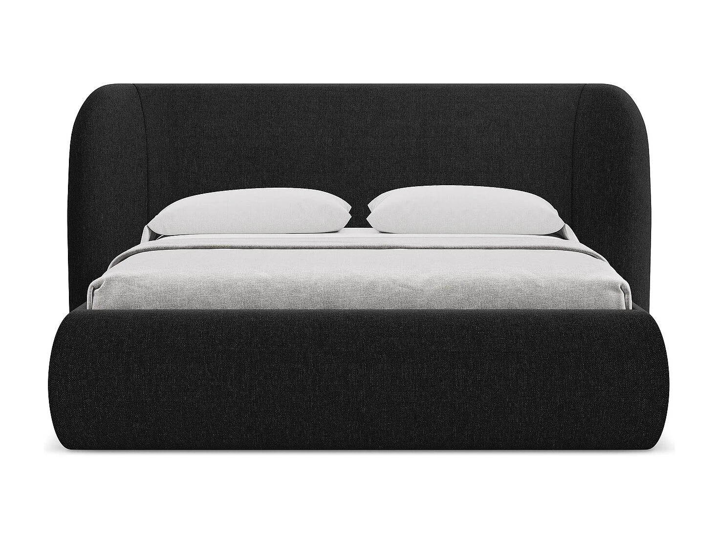 Lit coffre en tissu chenille 140 x 200 - noir - HAUKE
