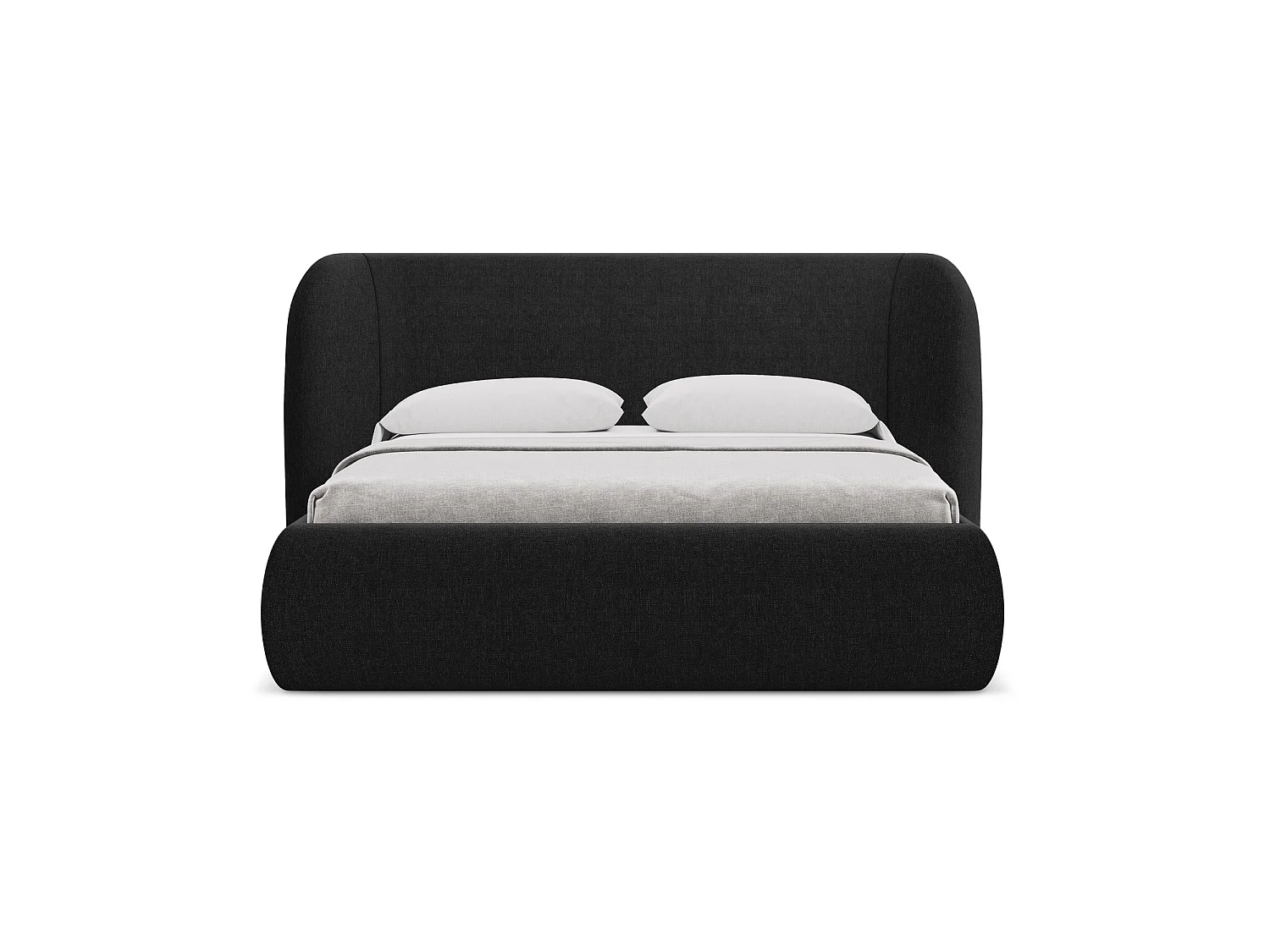 Bett mit Bettkasten - 190 x 215 - Chenille - Schwarz - TRIESTE