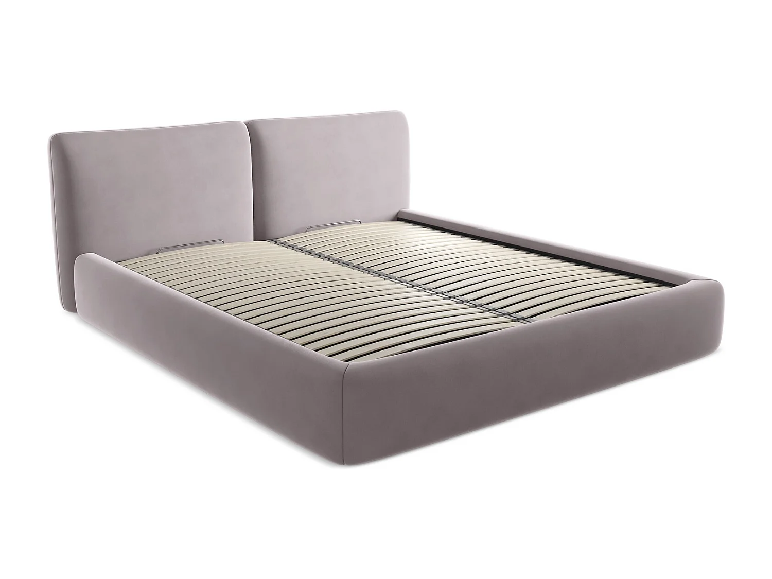Bed met opbergruimte 200 x 228 - velours - grijs - HOKU