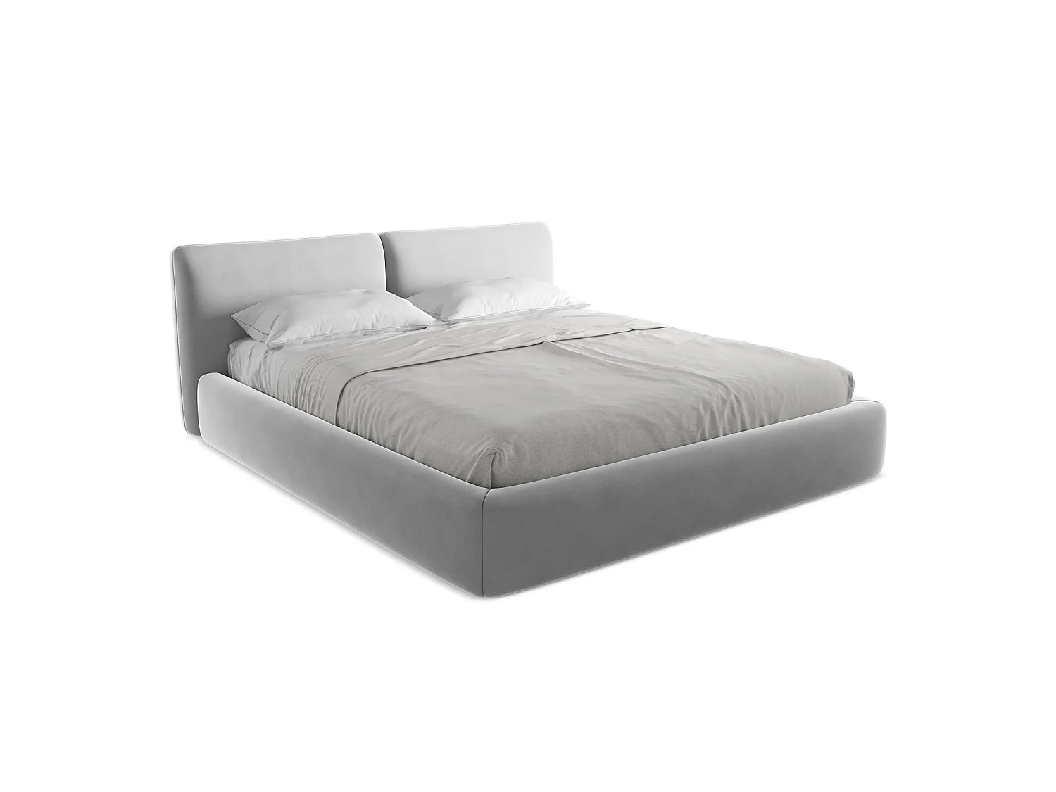 Lit coffre en velours 200 x 228 - gris - MILANO