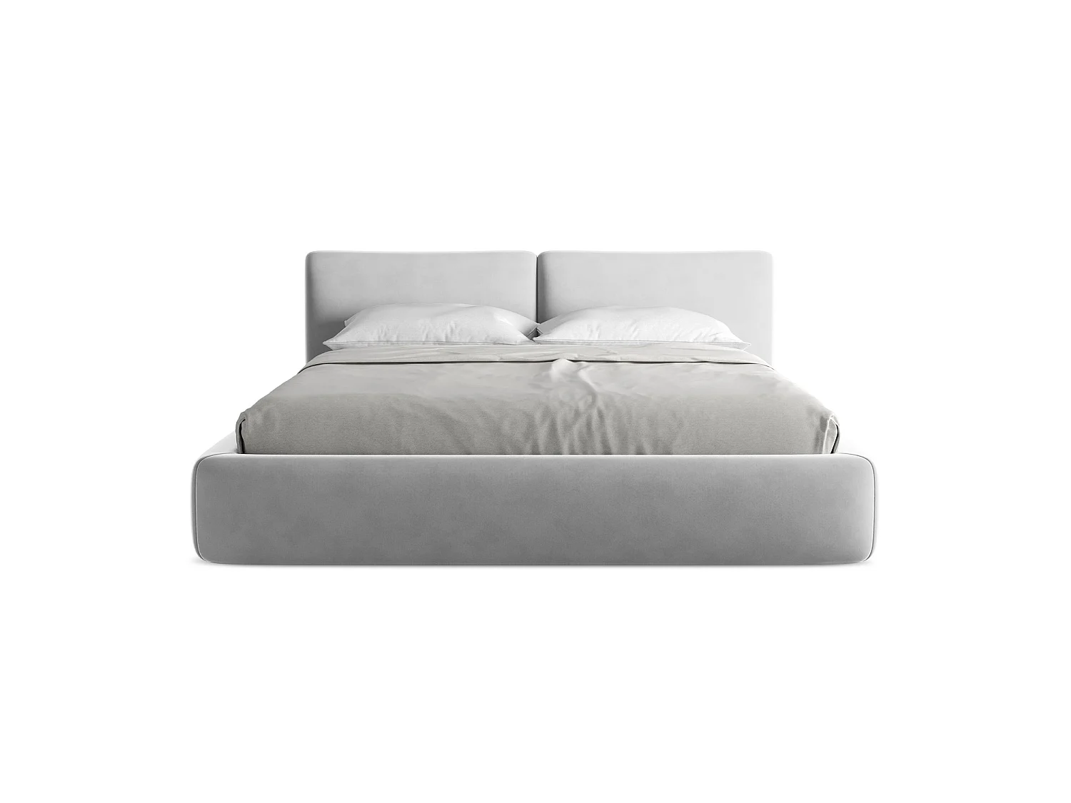Lit coffre en velours 200 x 228 - gris - MILANO