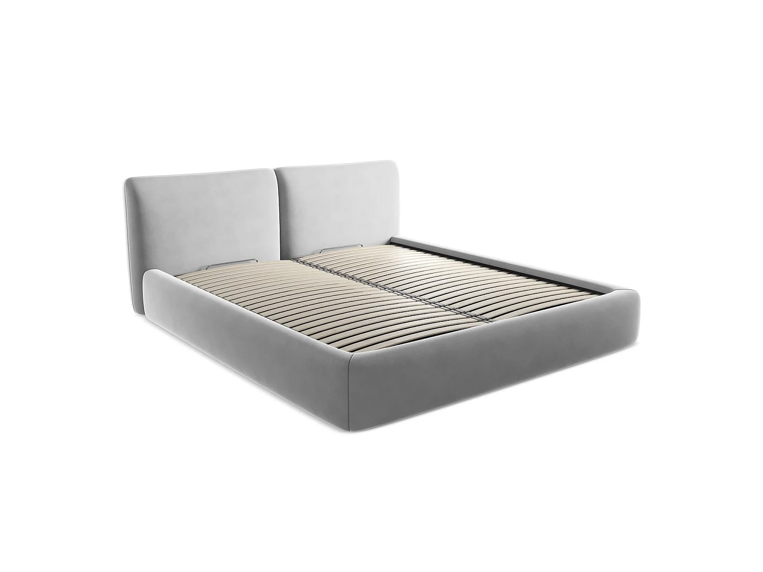 Lit coffre en velours 200 x 228 - gris - MILANO