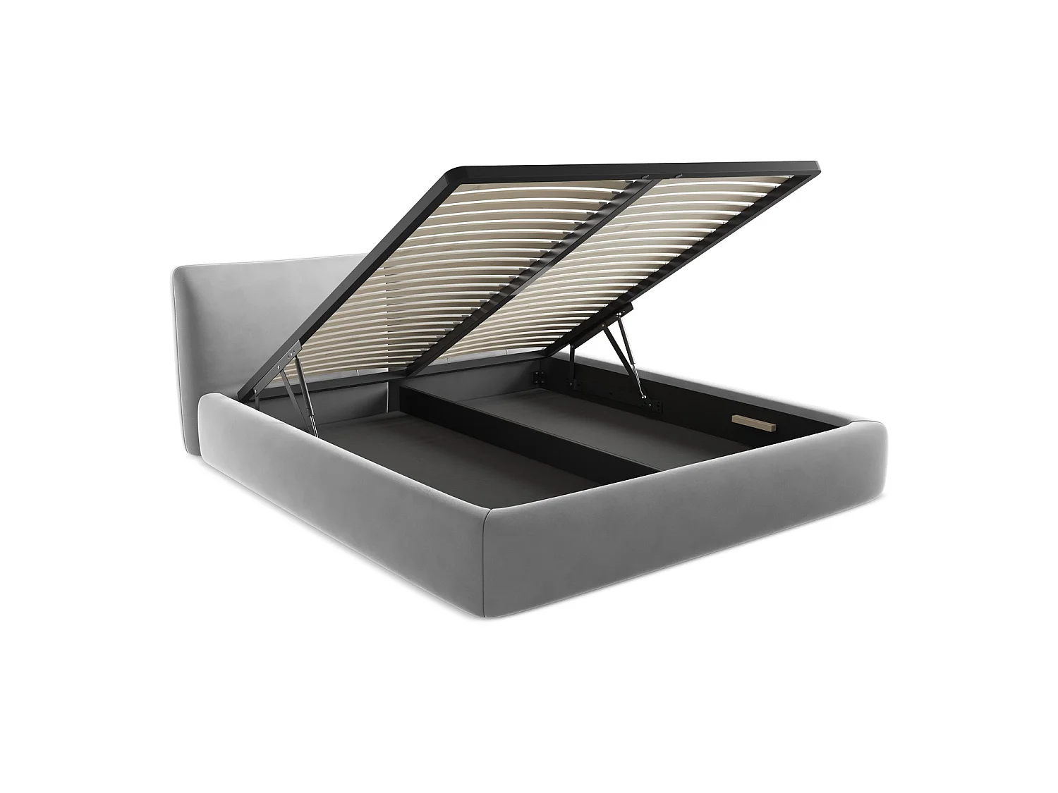 Lit coffre en velours 200 x 228 - gris - MILANO