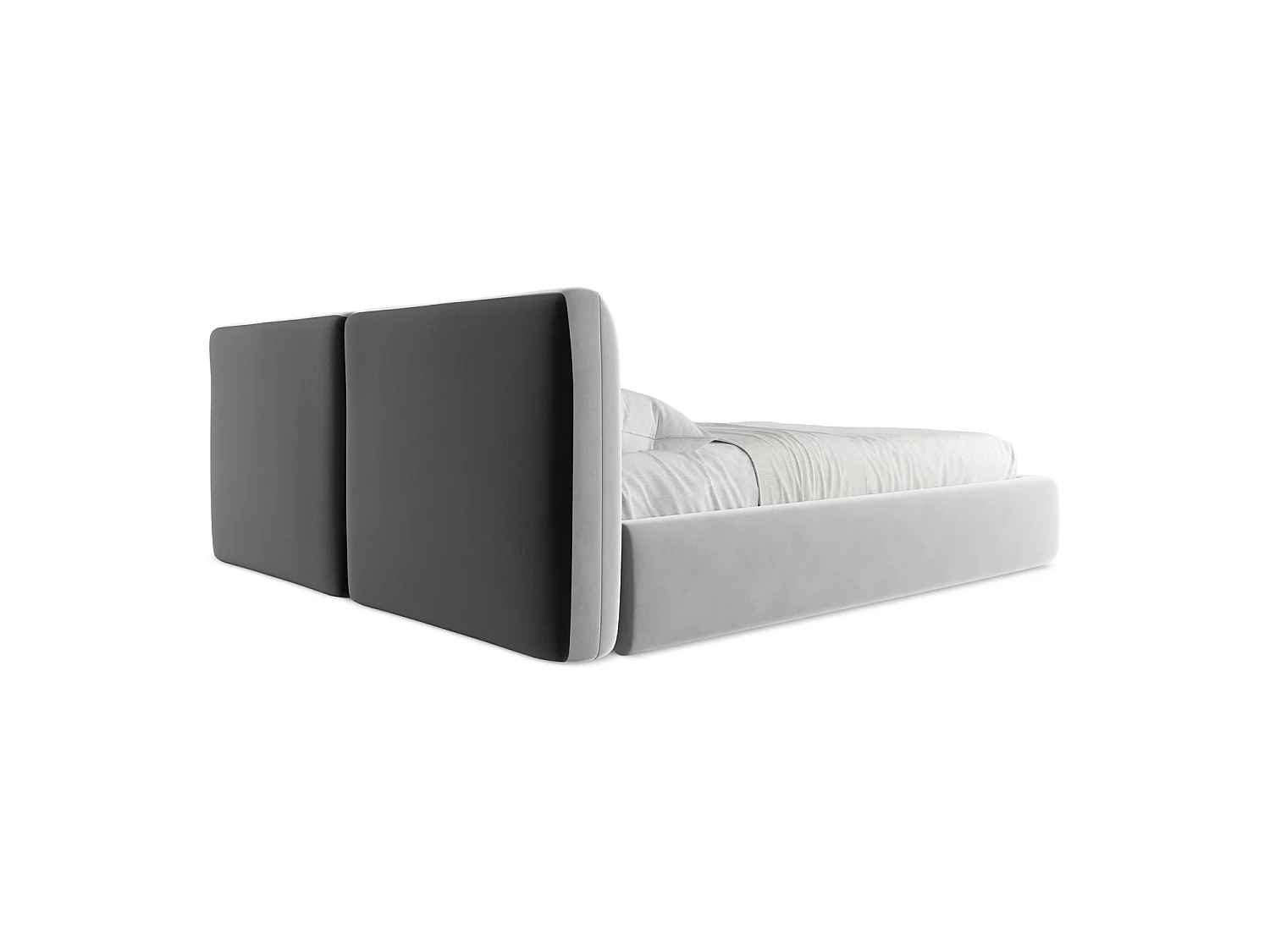Lit coffre en velours 200 x 228 - gris - MILANO