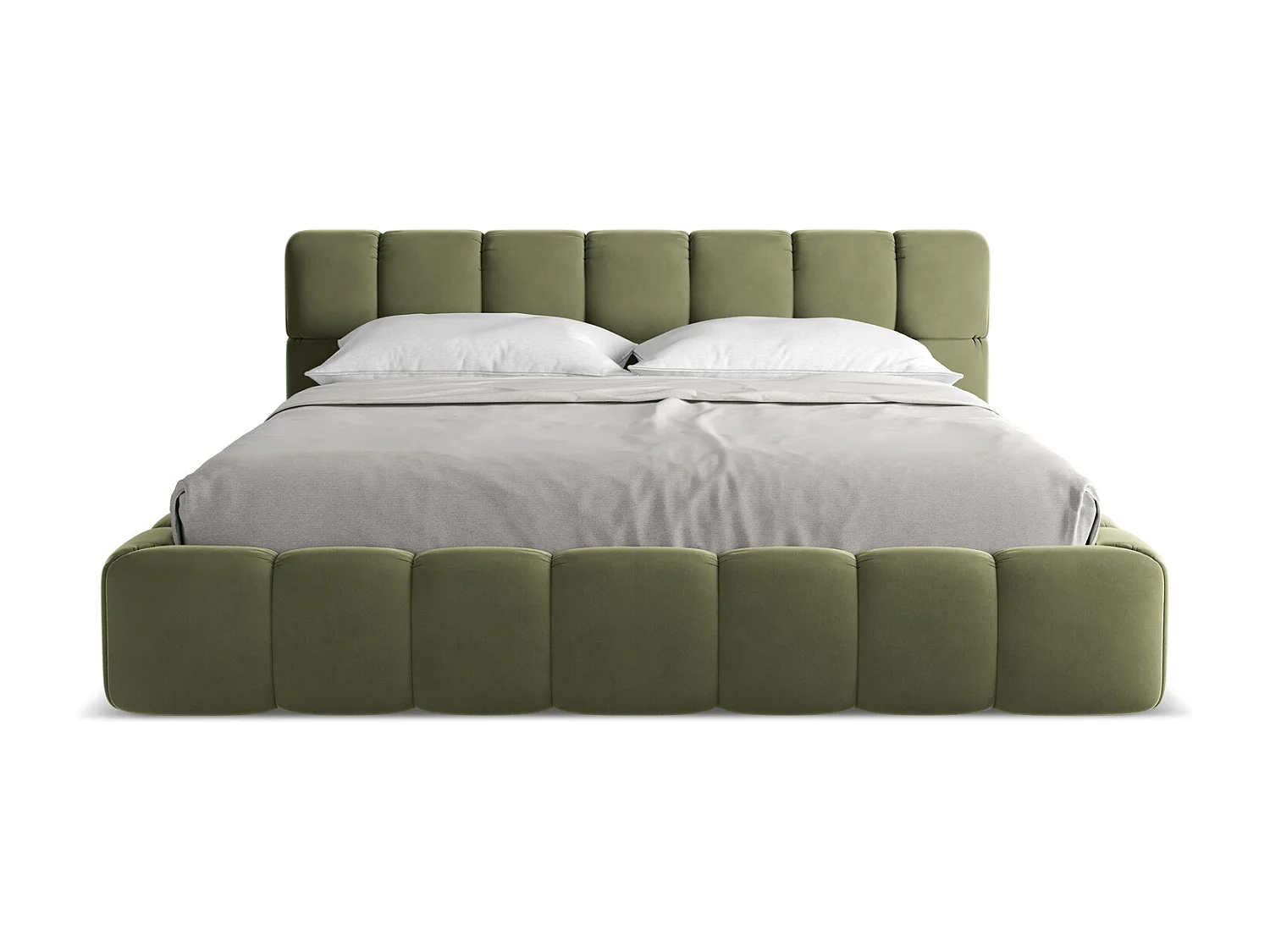 Lit coffre en velours 180 x 200 - olive - NALU