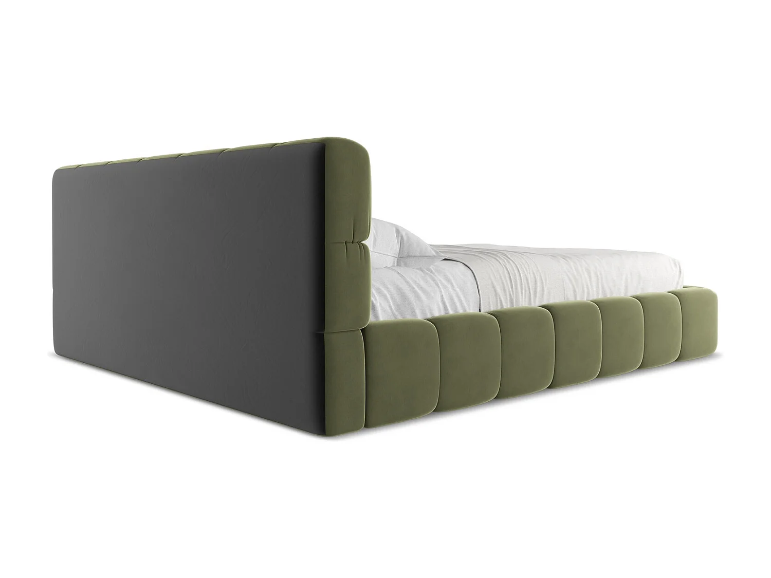 Lit coffre en velours 180 x 200 - olive - NALU