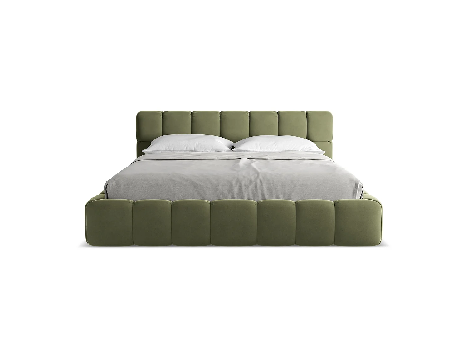 Bett mit Bettkasten - 200 x 228 - Samt - Olive - ROMA