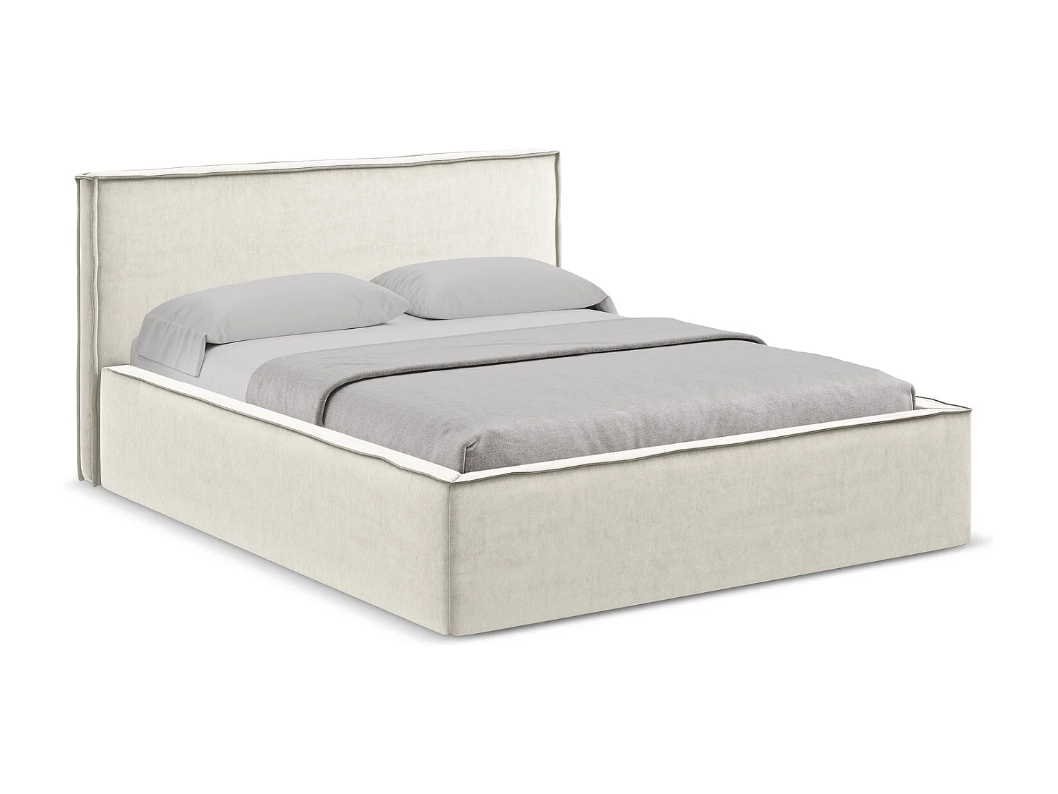 Lit coffre en velours 180 x 200 - beige clair - ANANI