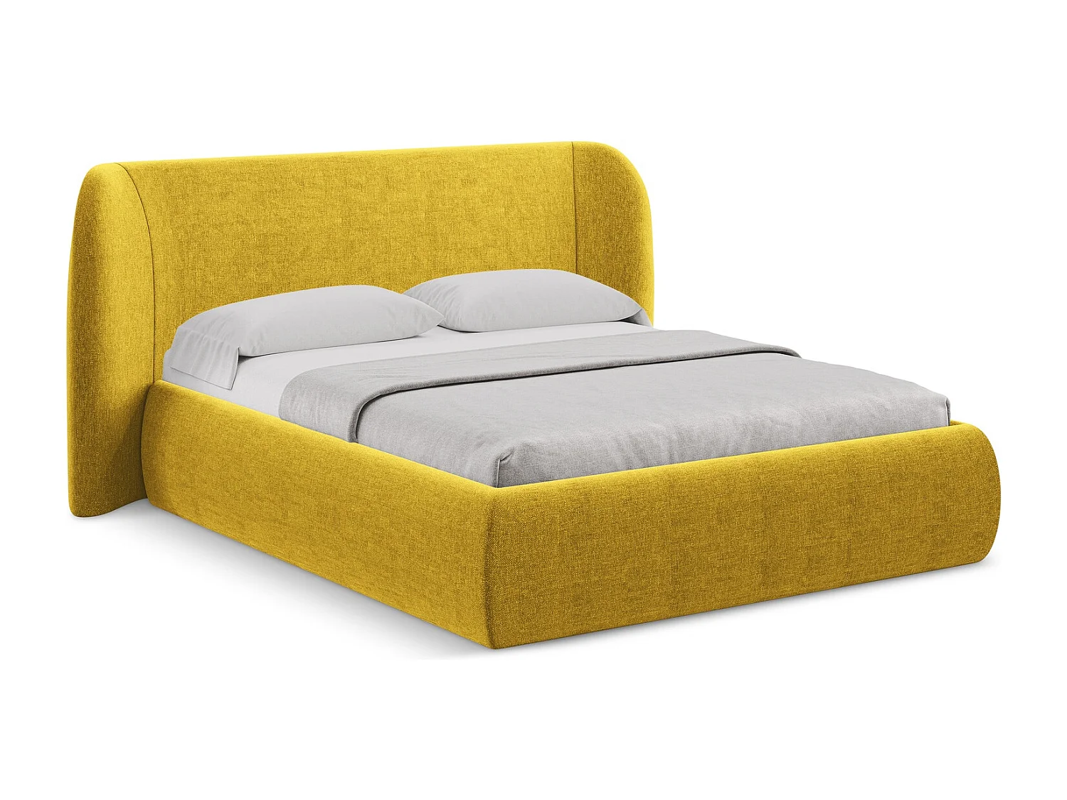 Bed met opbergruimte 190 x 215 - chenille stof - mosterd - HAUKE
