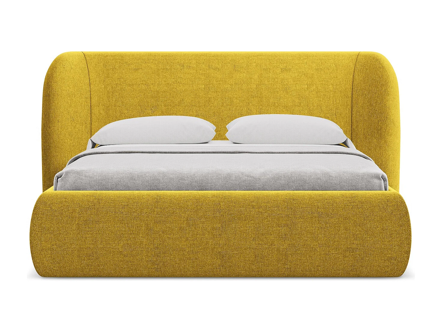Bed met opbergruimte 190 x 215 - chenille stof - mosterd - HAUKE