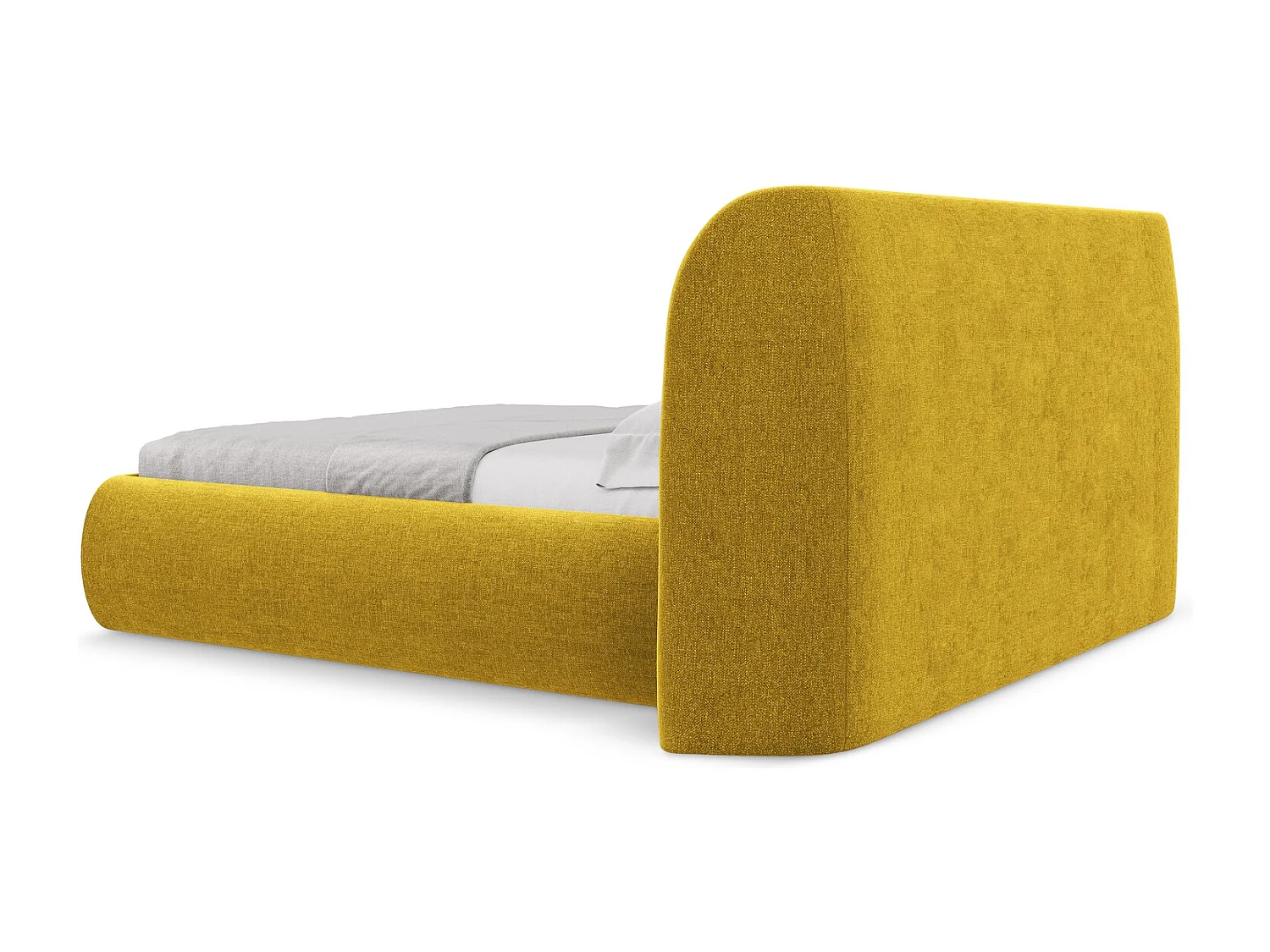 Bed met opbergruimte 190 x 215 - chenille stof - mosterd - HAUKE