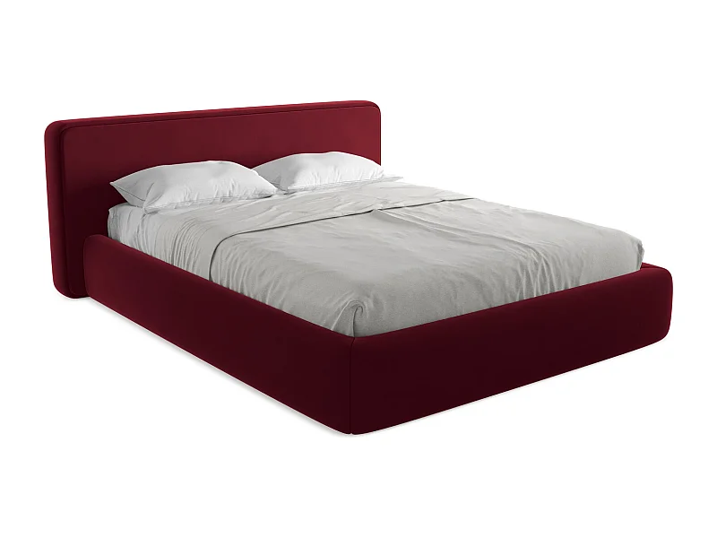 Bett mit Bettkasten - 200 x 225 - Samt - Burgund - KIANA