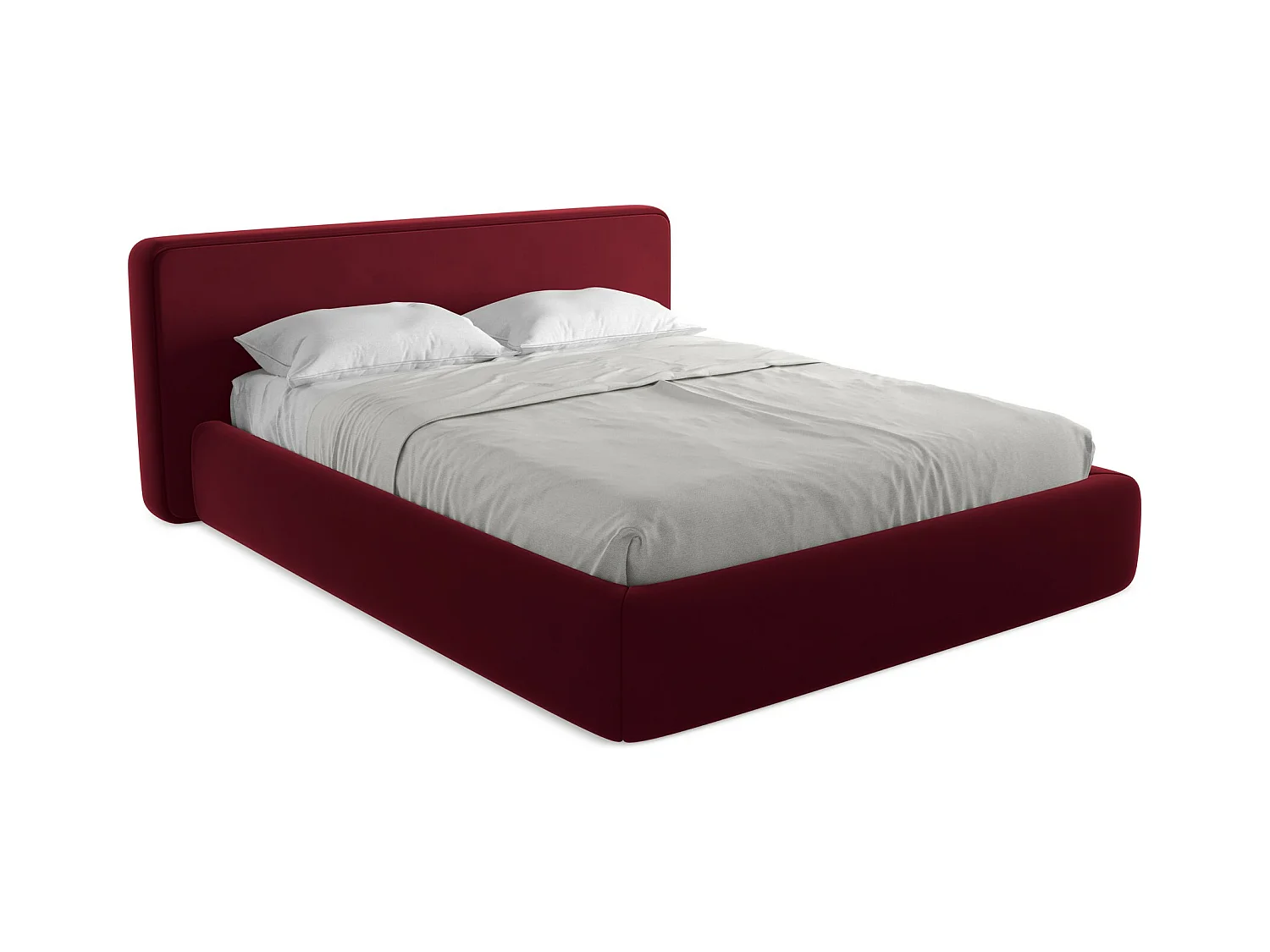 Bett mit Bettkasten - 200 x 225 - Samt - Burgund - KIANA