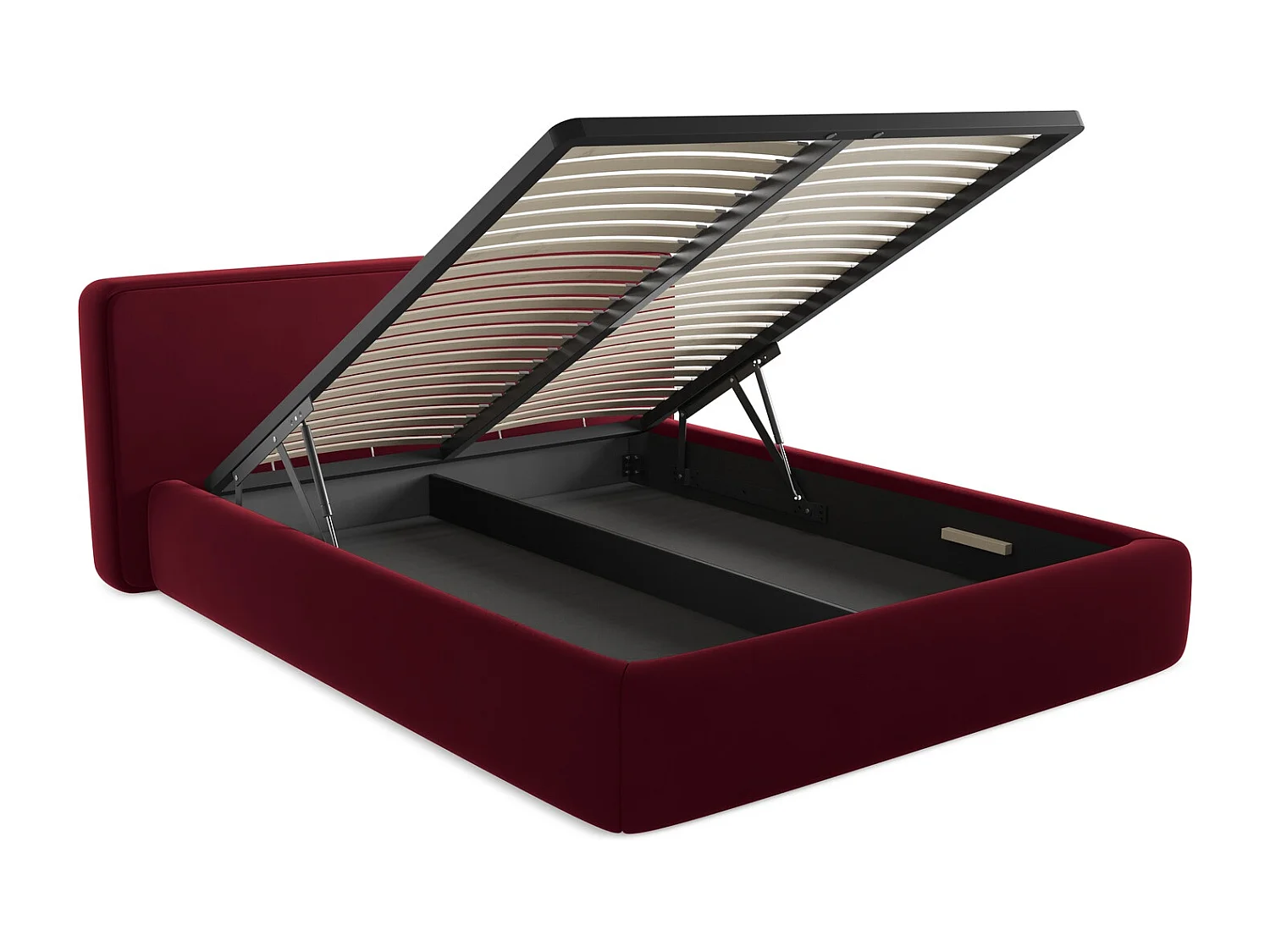Lit coffre en velours 160 x 200 - bourgogne - KIANA