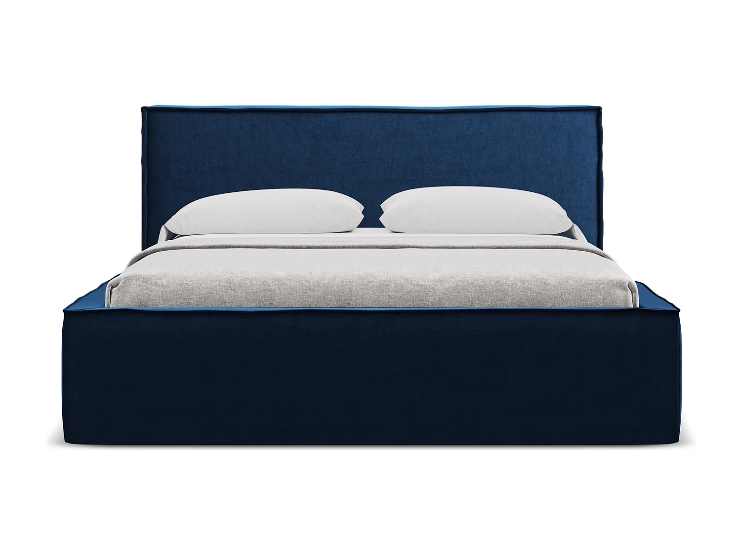 Lit coffre en velours 160 x 200 - bleu royal - ANANI